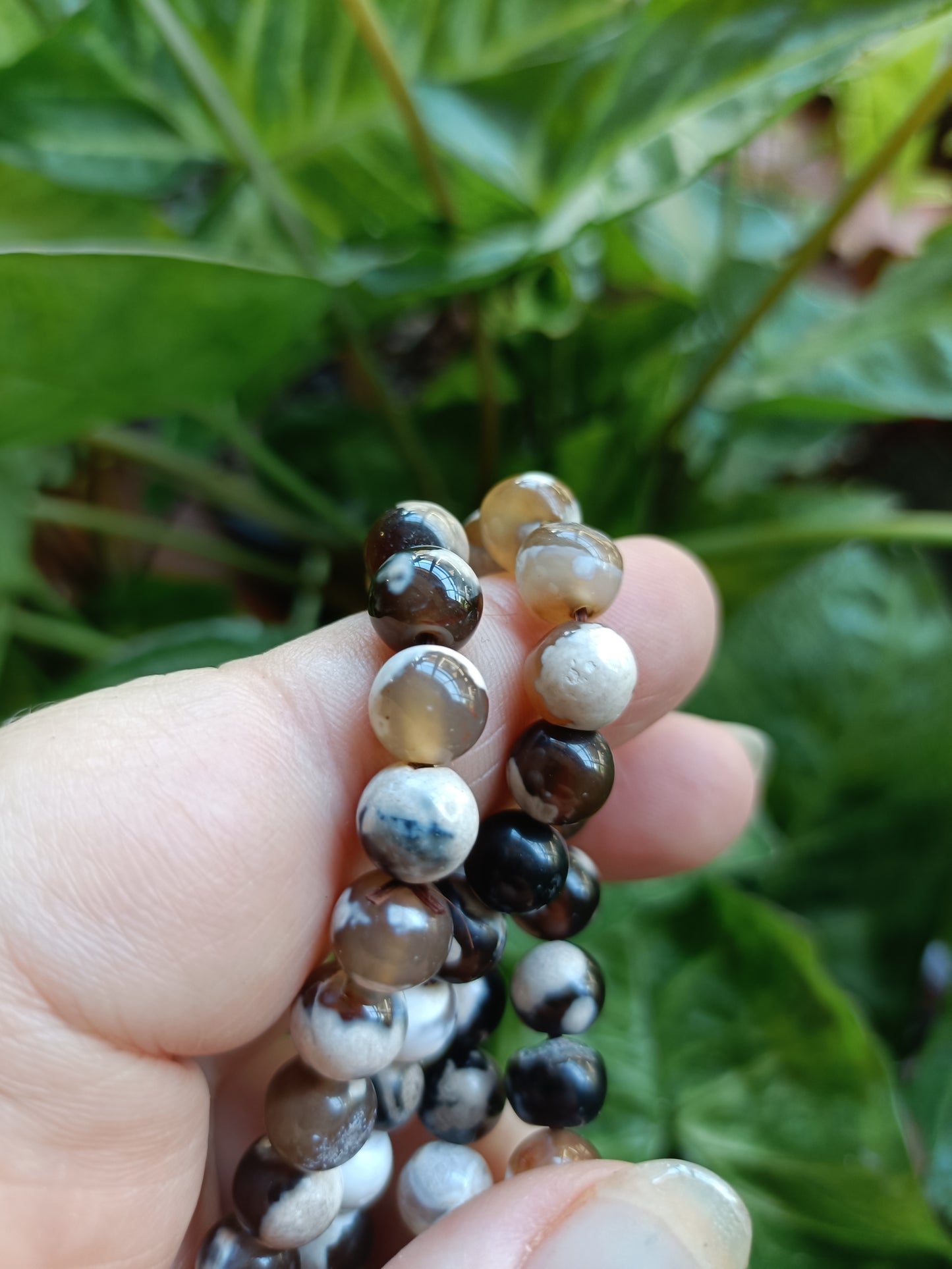 Brown Orca Agate Beaded Stretch Bracelet - 8mm