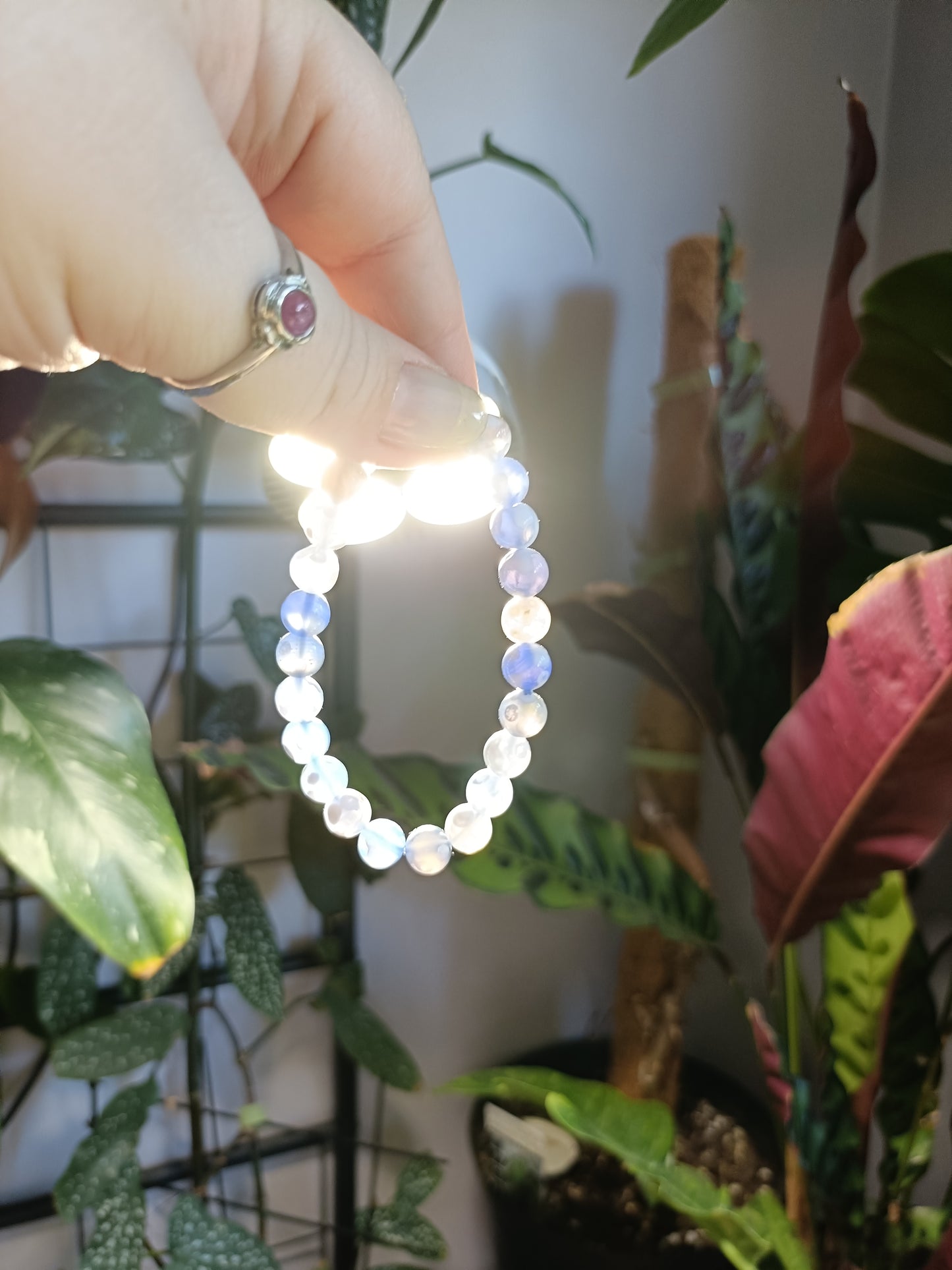 Blue Orca Agate Beaded Stretch Bracelet - 8mm