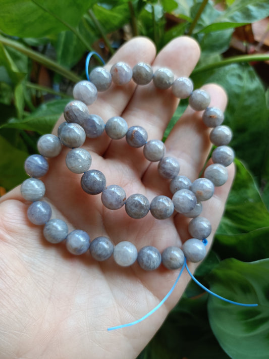 Blue Rose Quartz Round Beaded Stretch Bracelet - 10mm