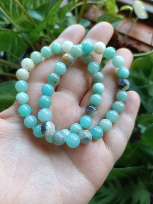 Caribbean Calcite Round Beaded Stretch Bracelet - 8mm