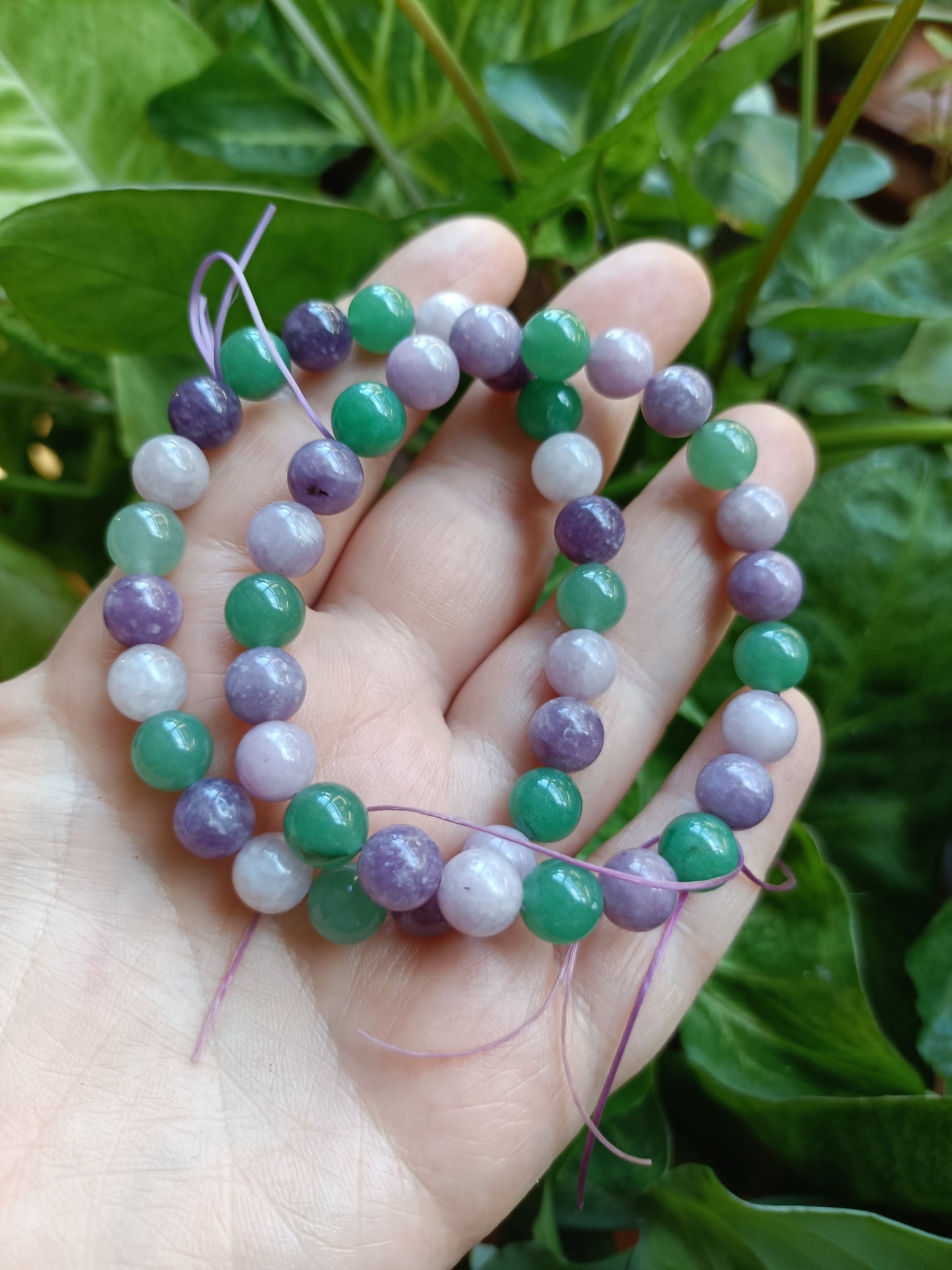 Double Protection Bracelet - Lepidolite & Green Adventurine - 8mm