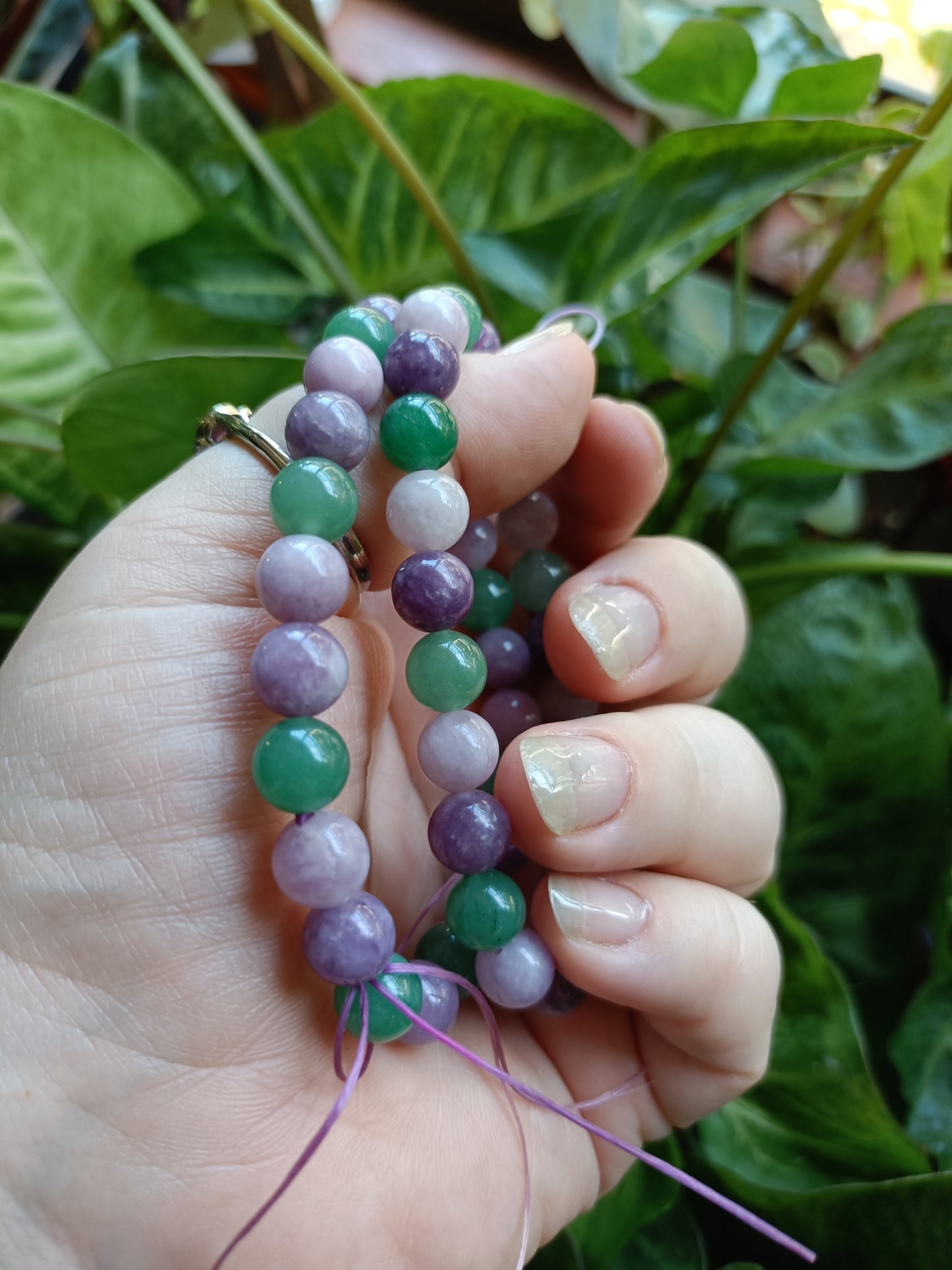 Double Protection Bracelet - Lepidolite & Green Adventurine - 8mm