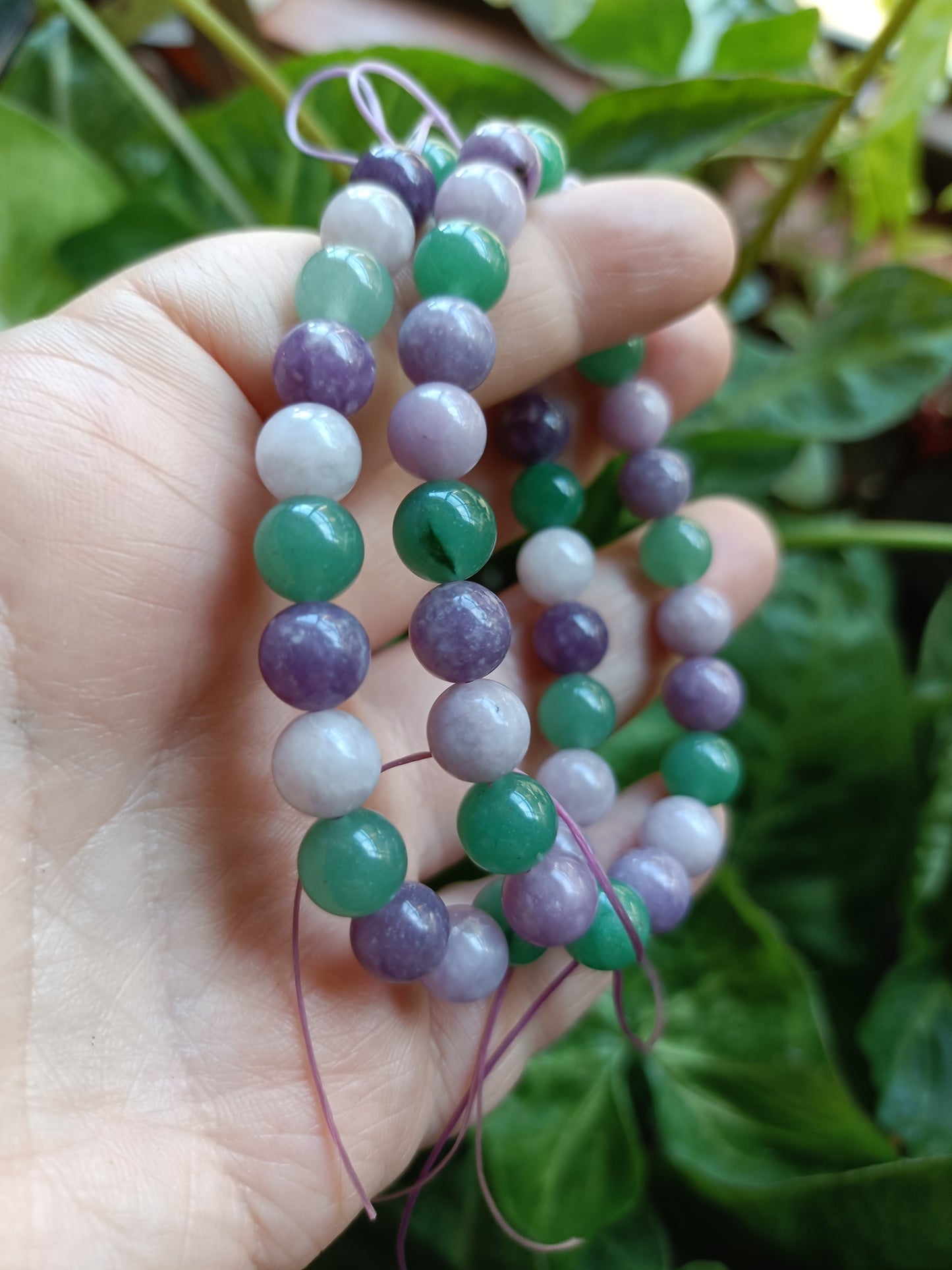 Double Protection Bracelet - Lepidolite & Green Adventurine - 8mm