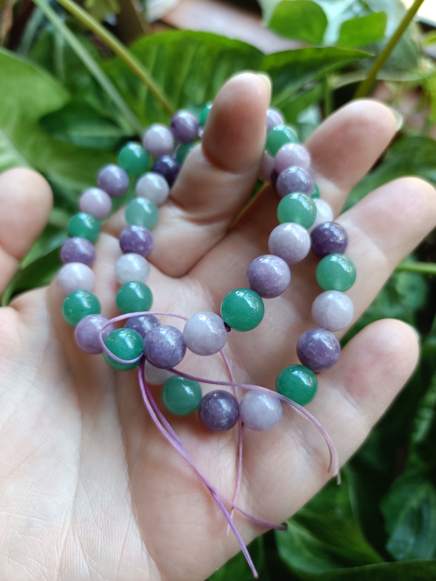 Double Protection Bracelet - Lepidolite & Green Adventurine - 8mm