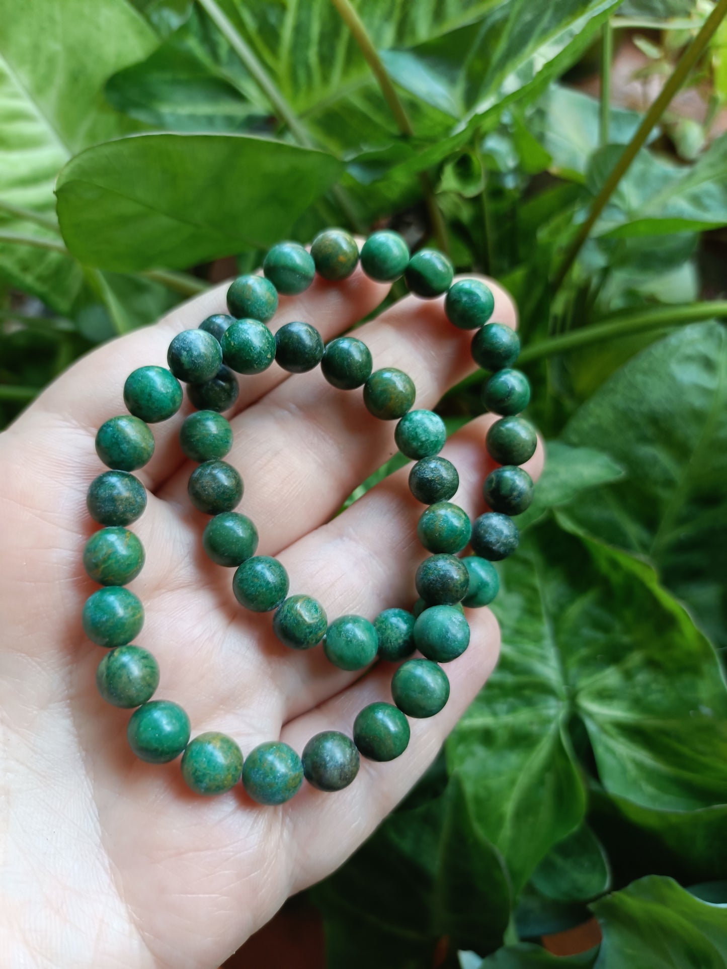Green Fuchsite Round Beaded Stretch Bracelet - 8mm