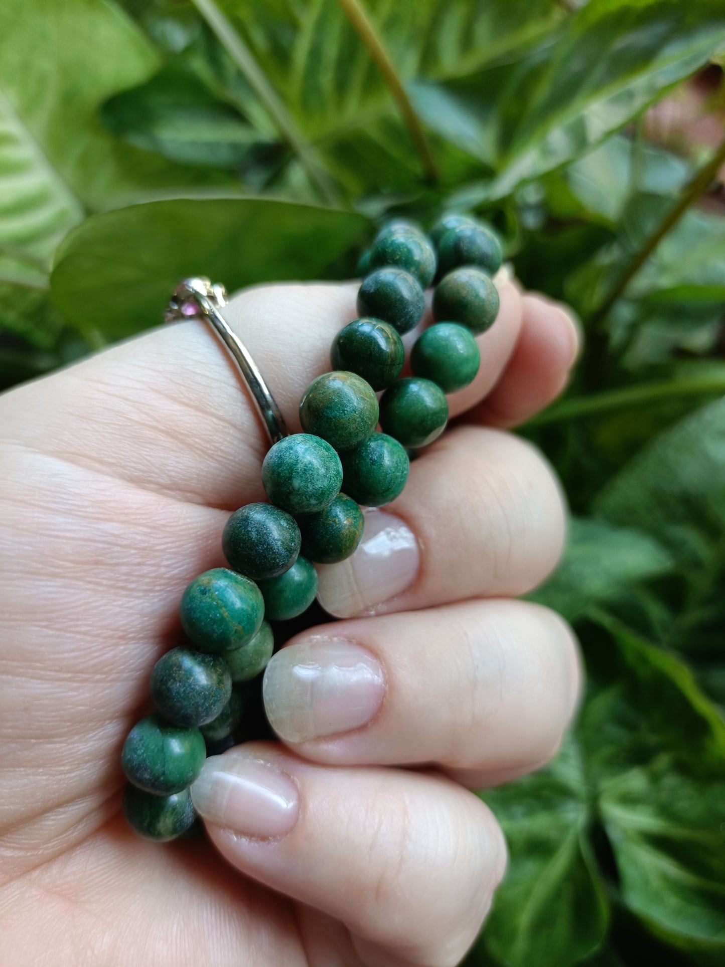 Green Fuchsite Round Beaded Stretch Bracelet - 8mm