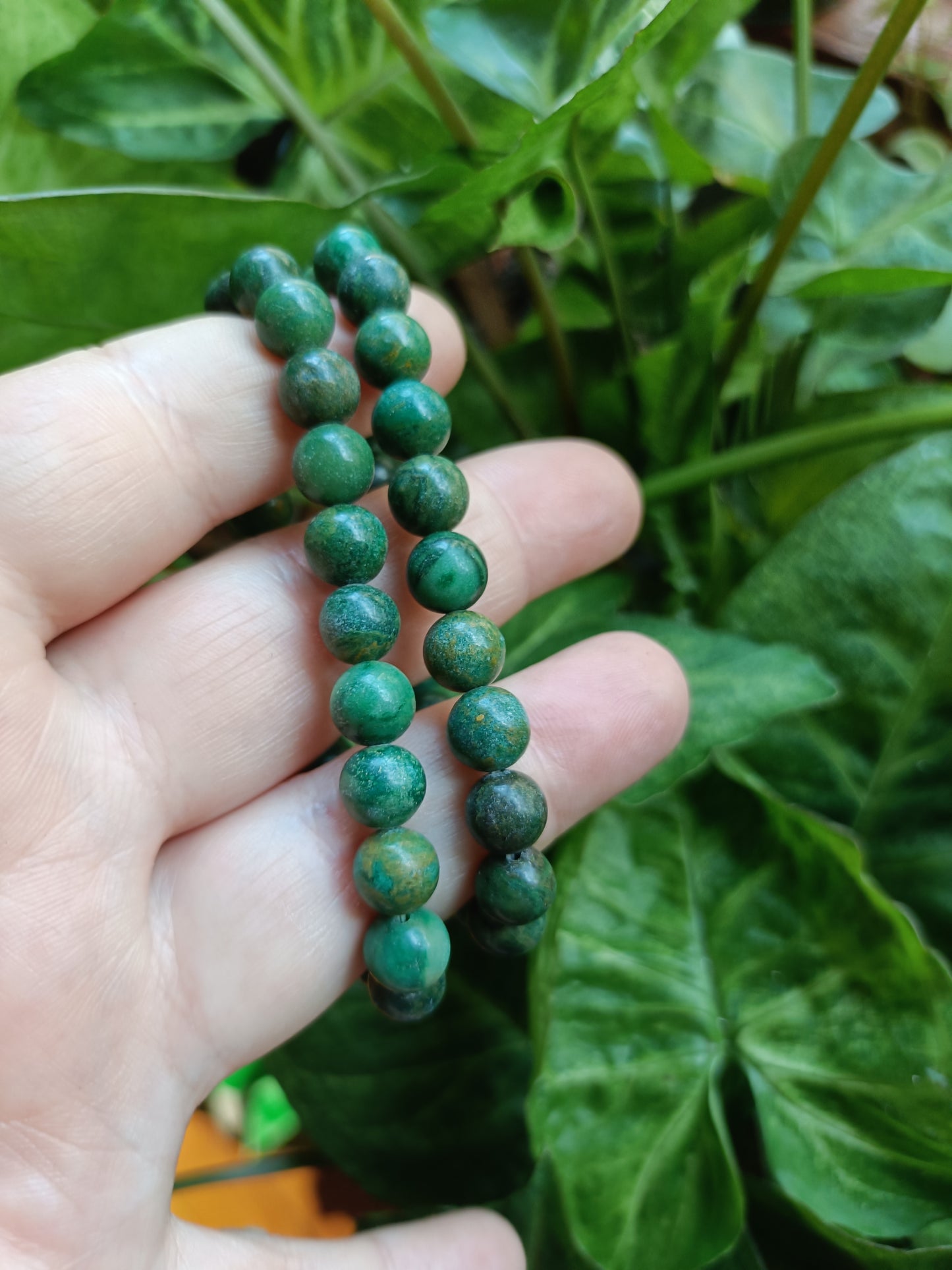 Green Fuchsite Round Beaded Stretch Bracelet - 8mm