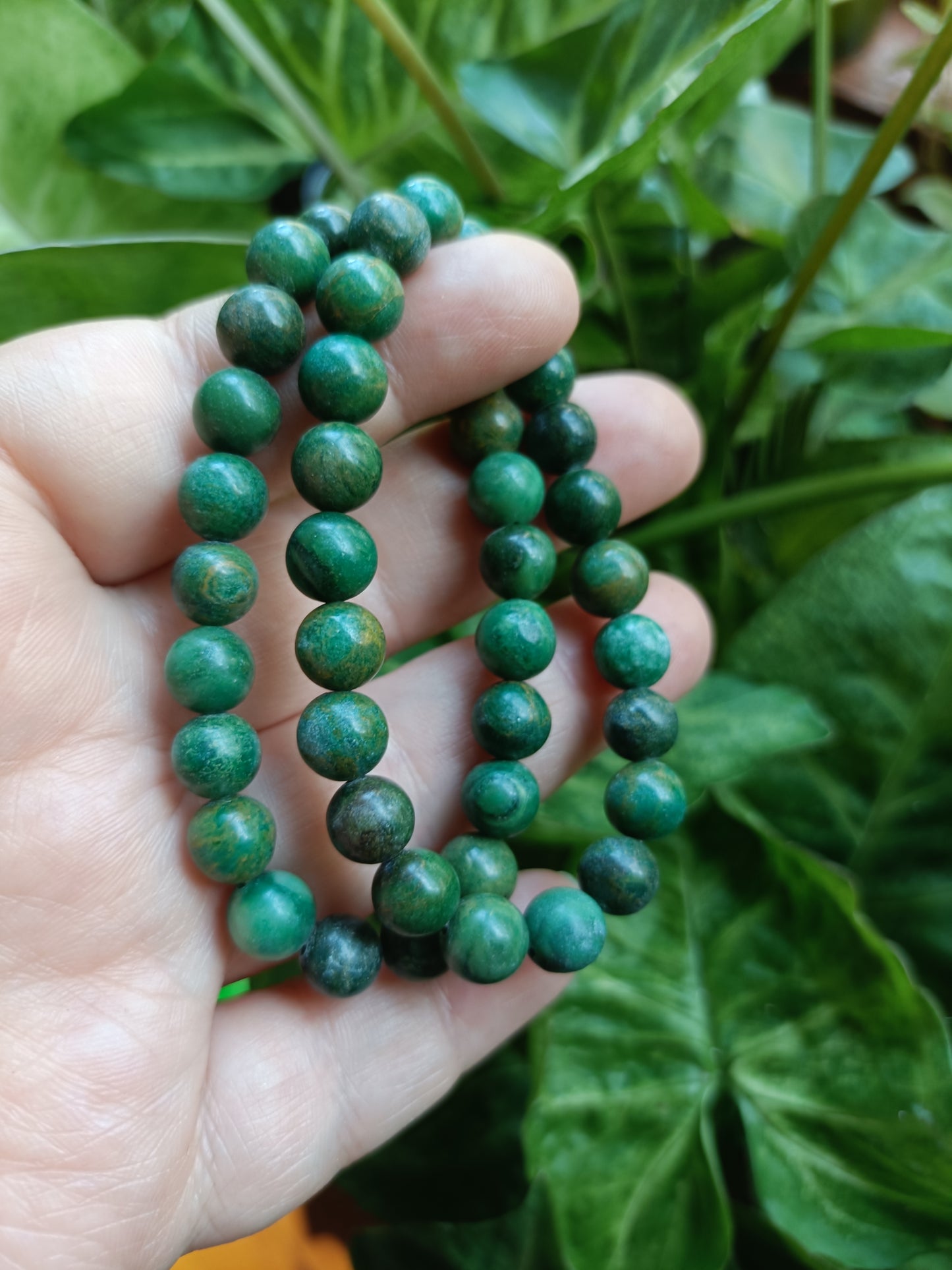 Green Fuchsite Round Beaded Stretch Bracelet - 8mm