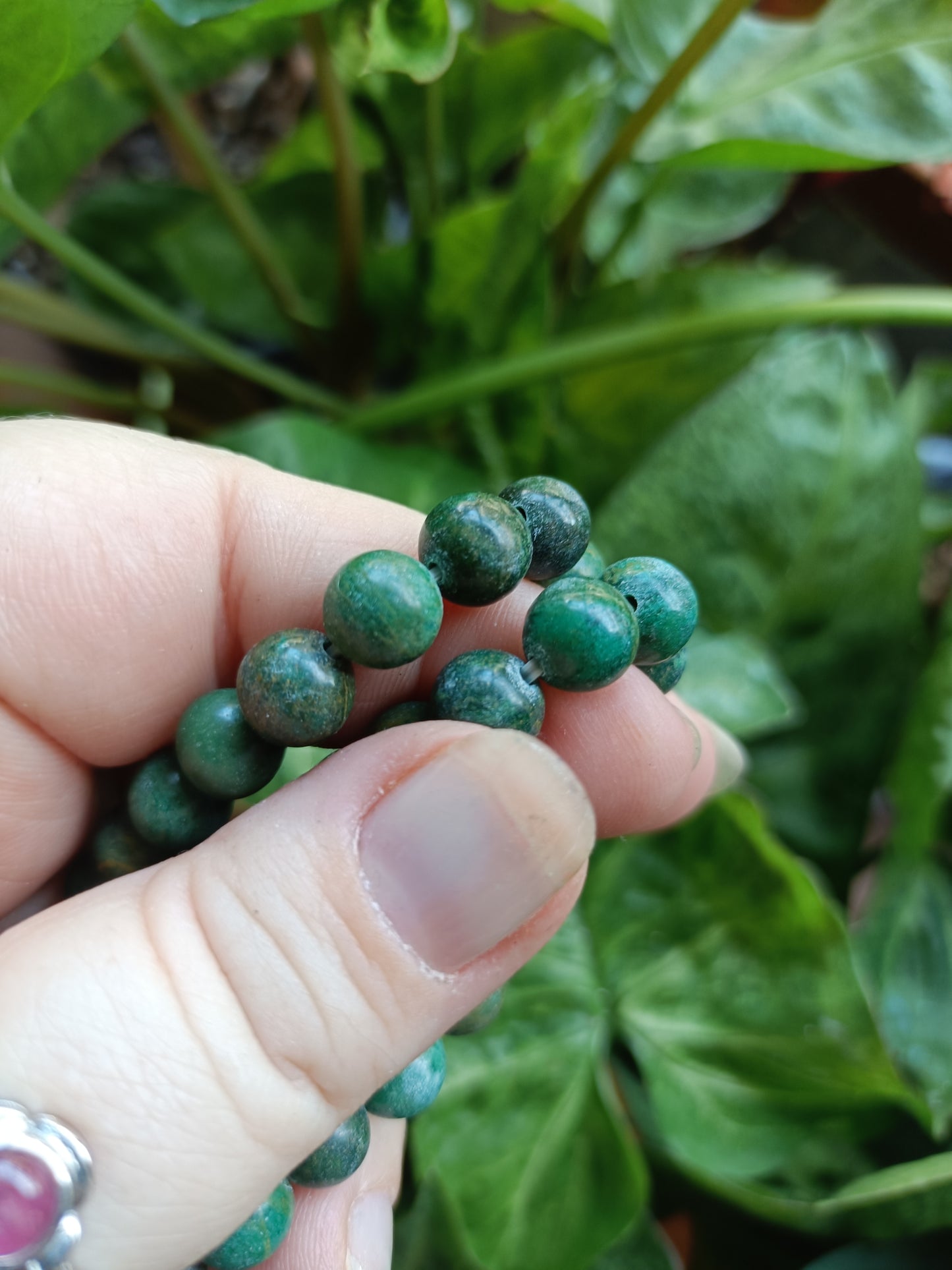 Green Fuchsite Round Beaded Stretch Bracelet - 8mm