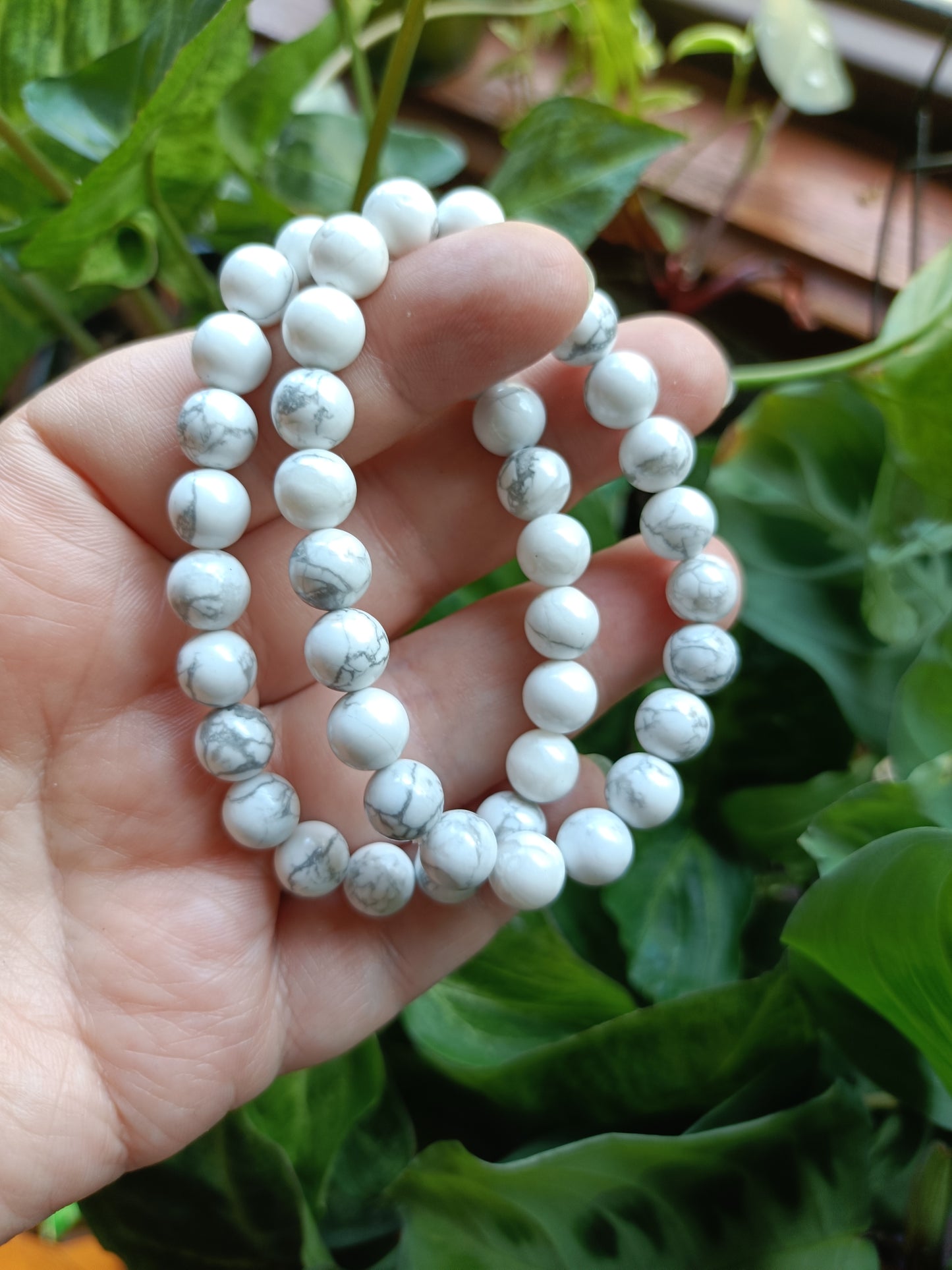 Howlite Round Beaded Bracelet - 8mm