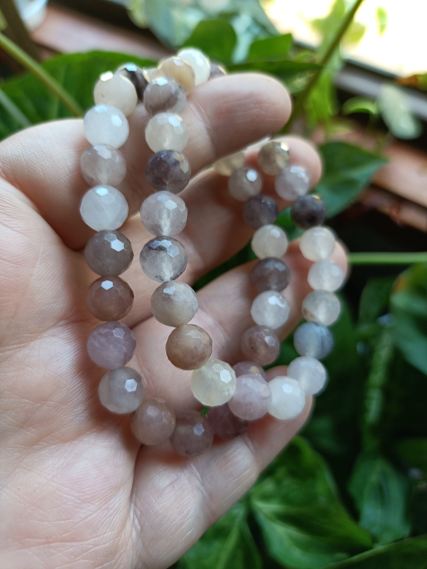 Faceted Purple Adventurine Round Beaded Stretch Bracelet - 8mm