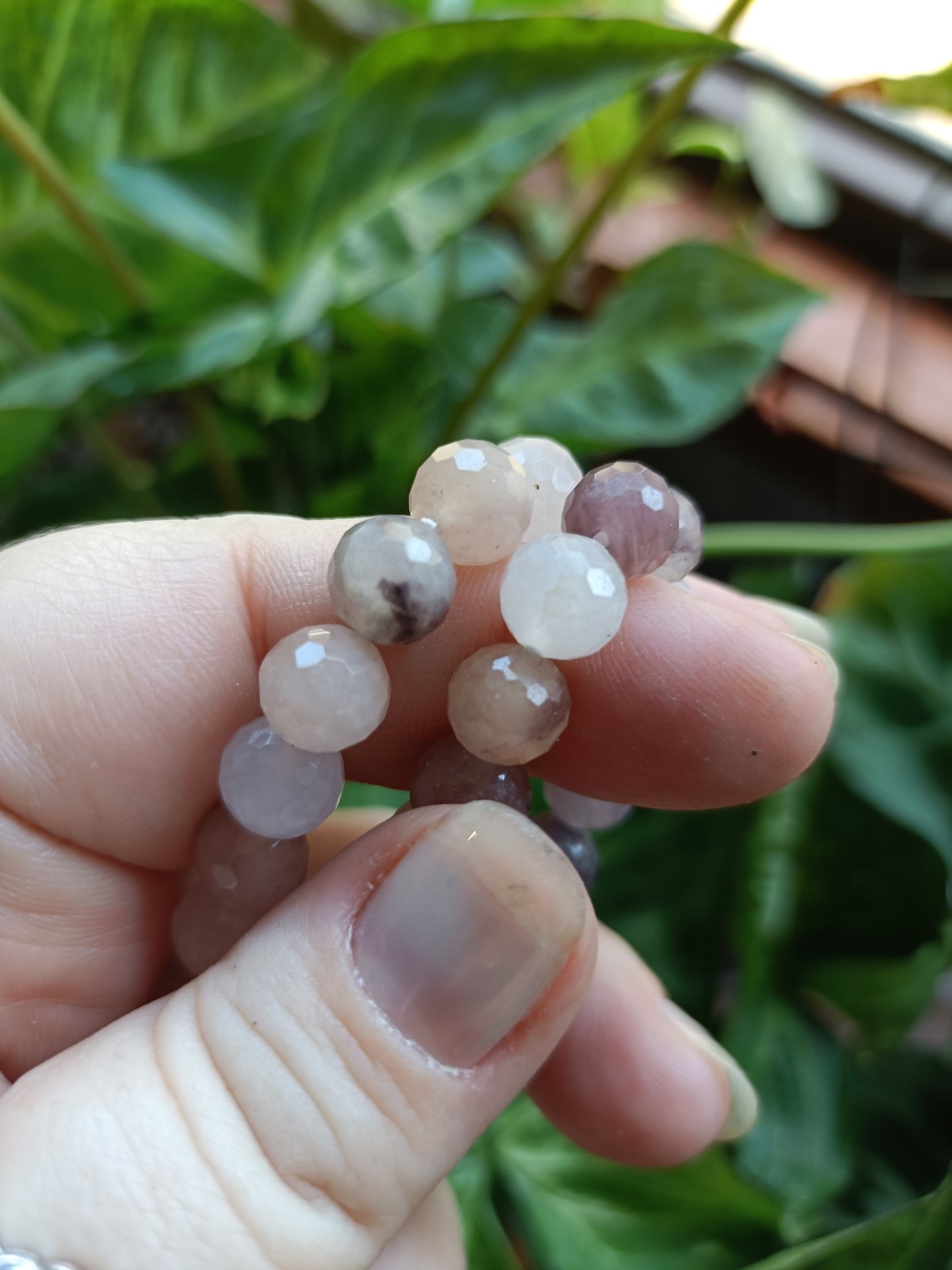 Faceted Purple Adventurine Round Beaded Stretch Bracelet - 8mm