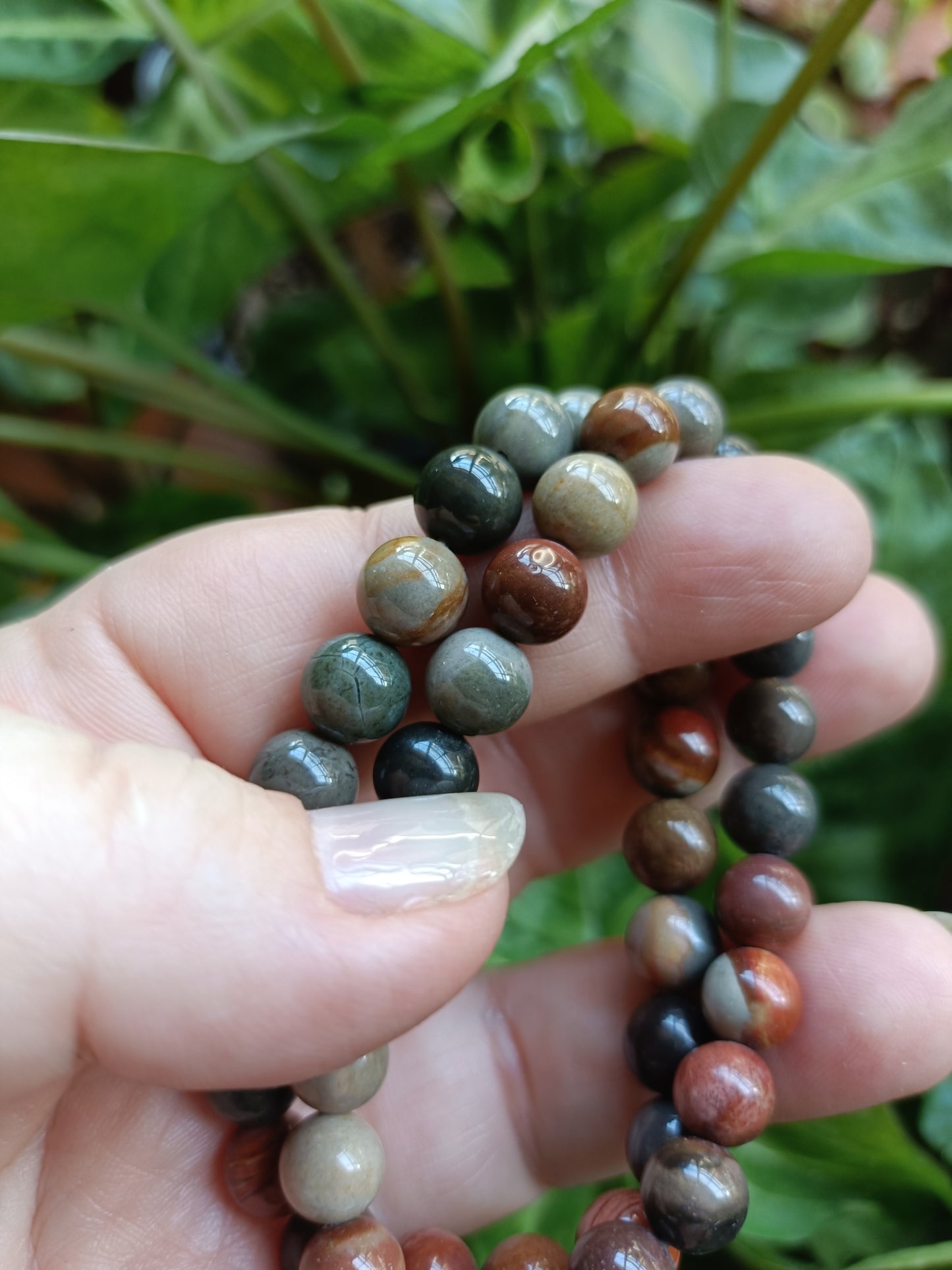Polychrome Jasper Round Beaded Bracelet - 8mm
