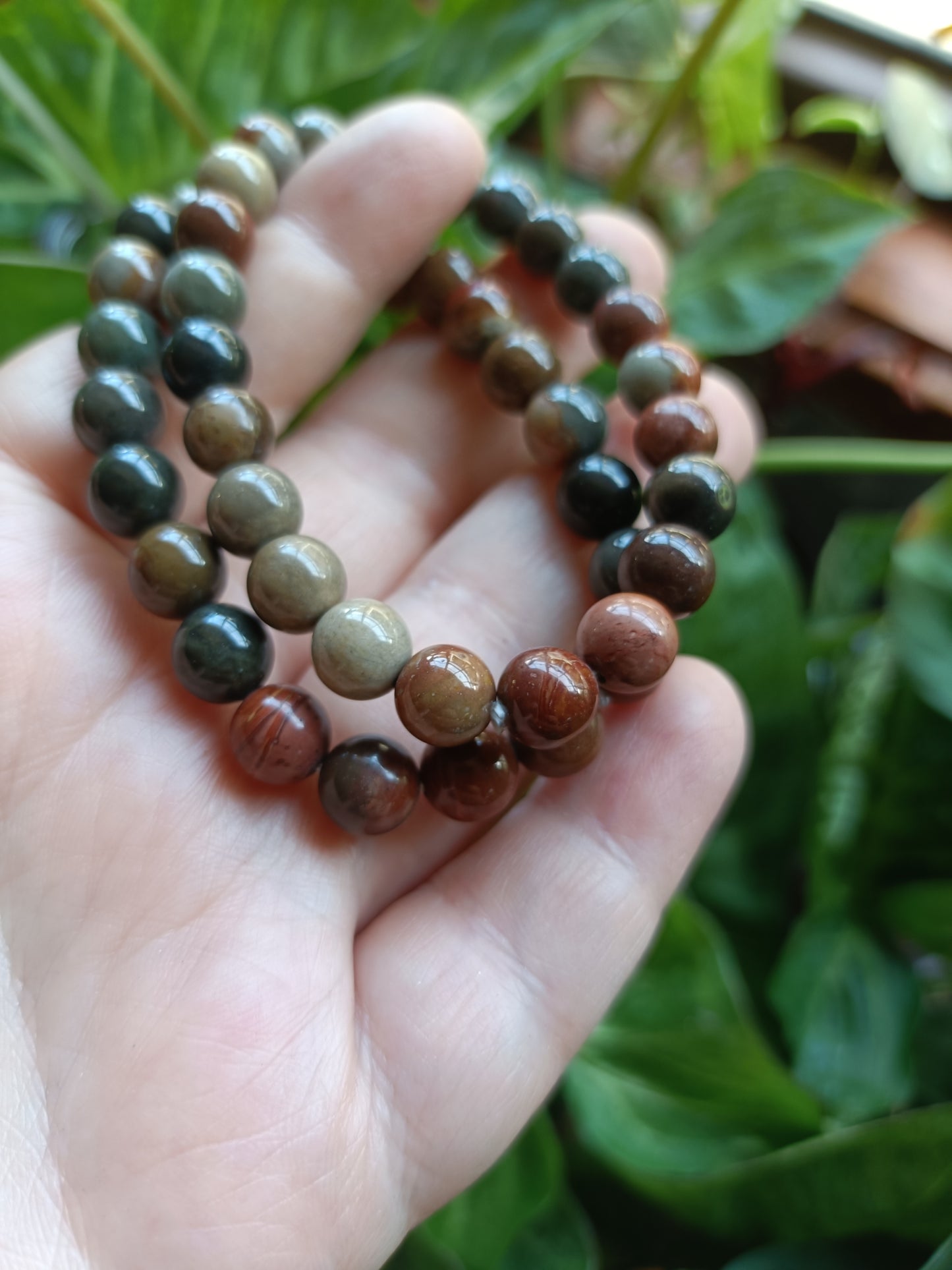 Polychrome Jasper Round Beaded Bracelet - 8mm