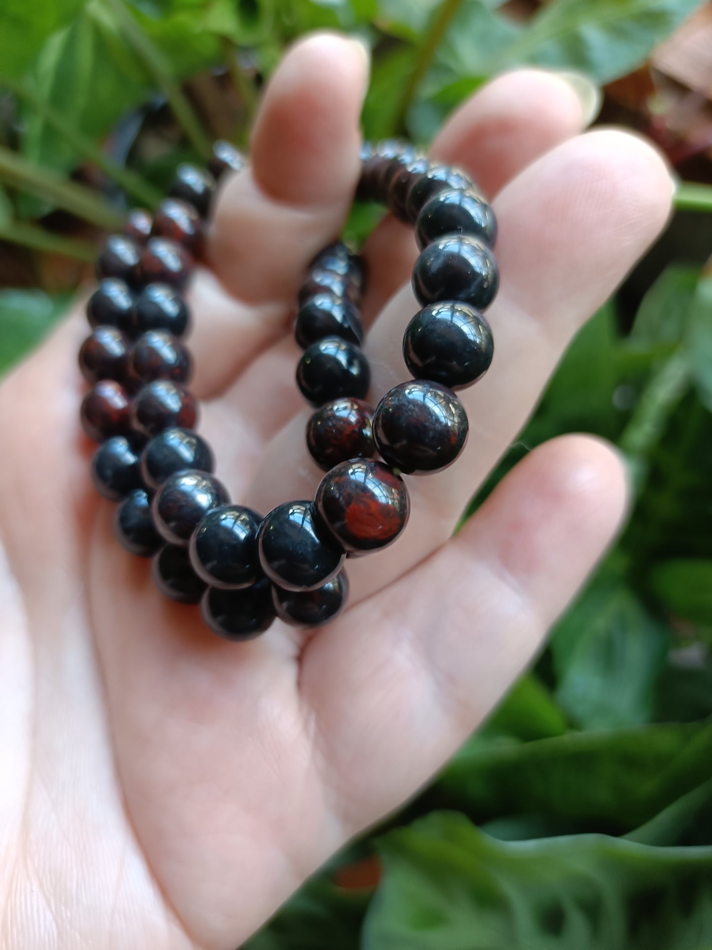 Chicken Blood Stone Round Beaded Stretch Bracelet - 8mm