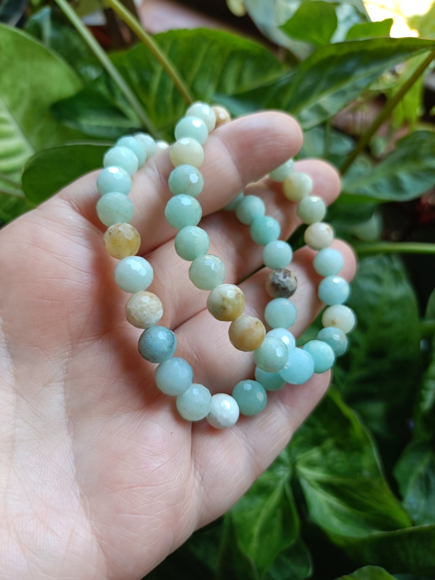 Faceted Caribbean Calcite Round Beaded Stretch Bracelet - 8mm