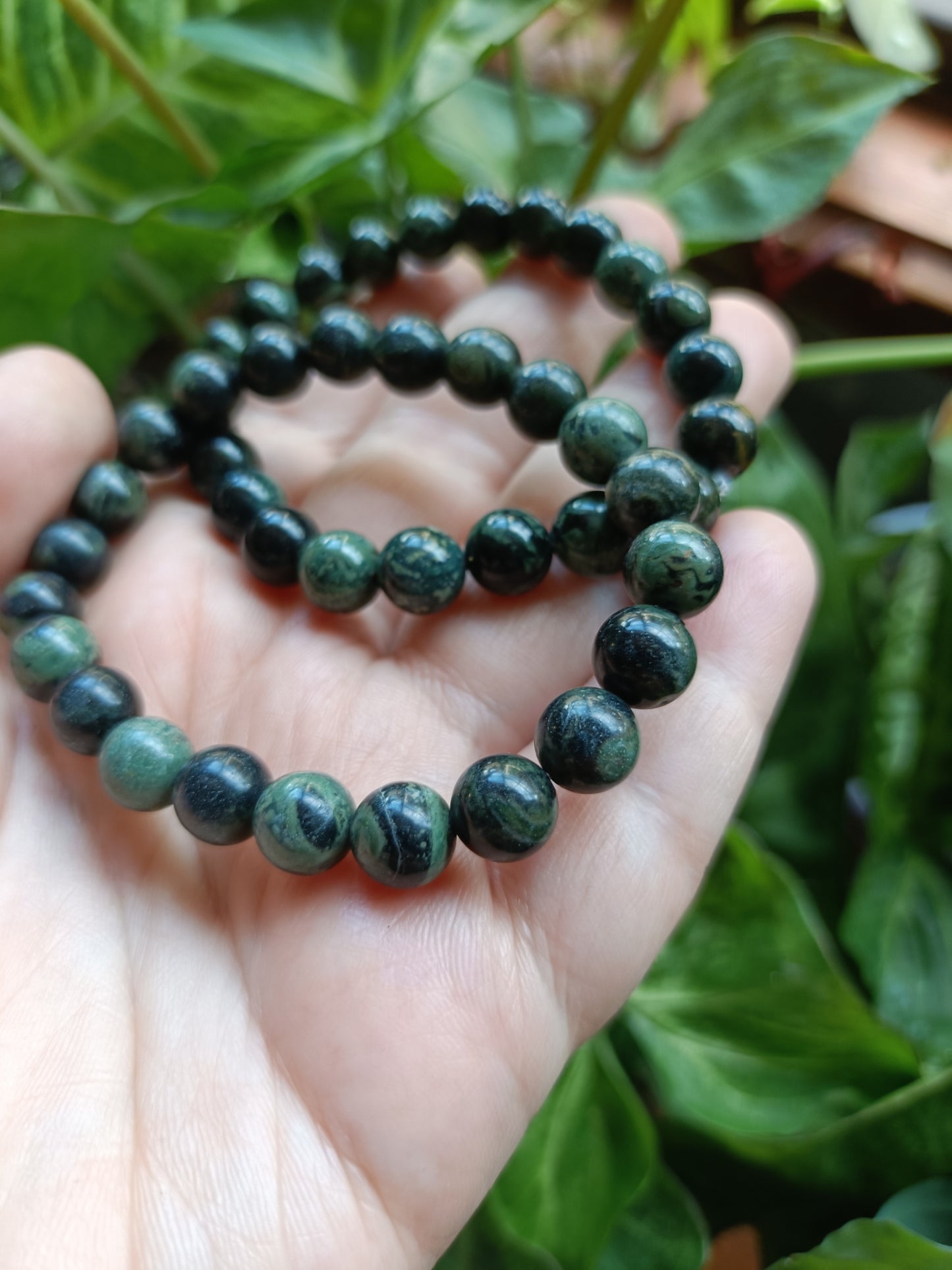 Kambaba Jasper Beaded Stretch Bracelet - 8mm