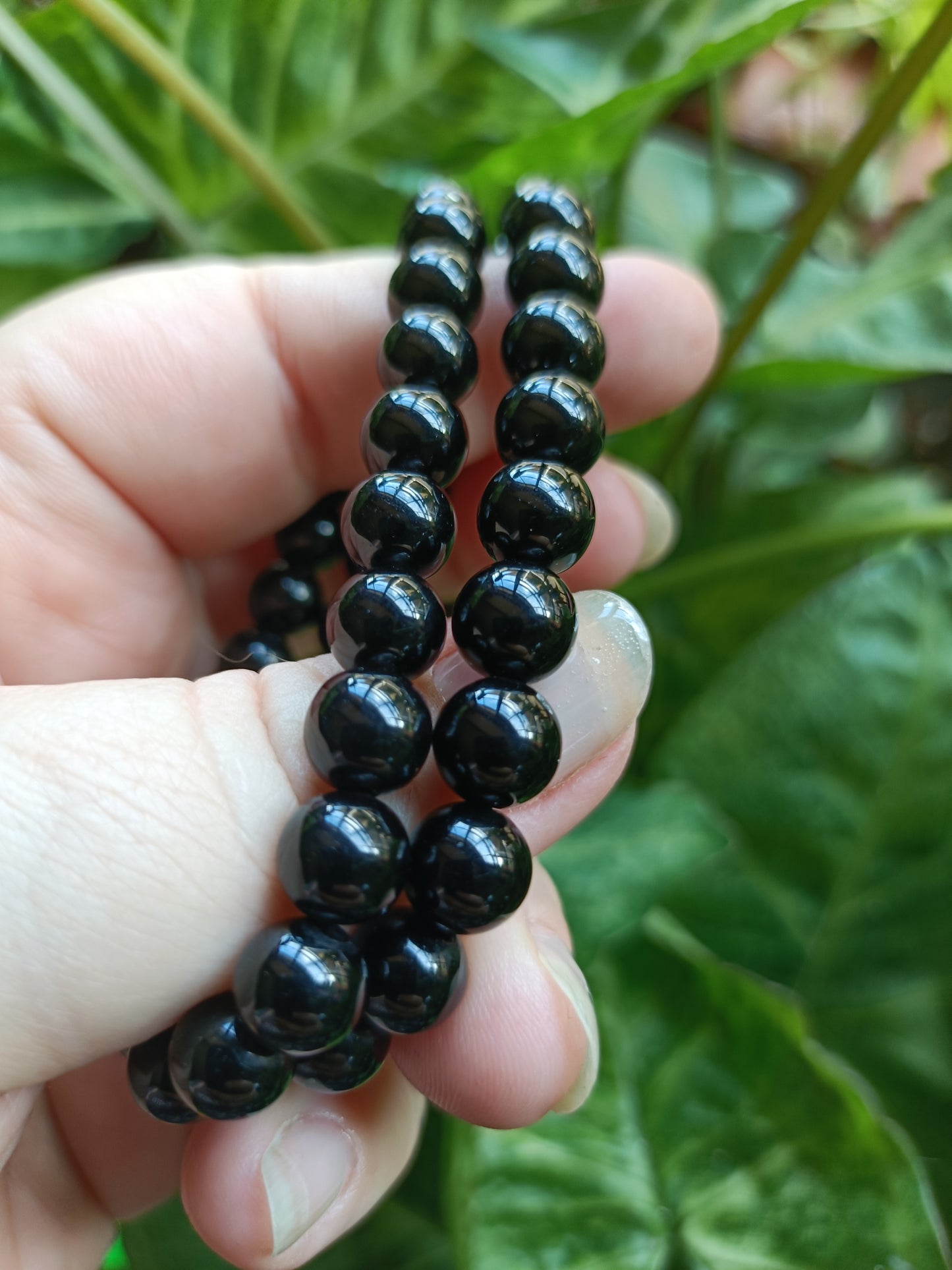 Black Obsidian Round Beaded Stretch Bracelet - 8mm