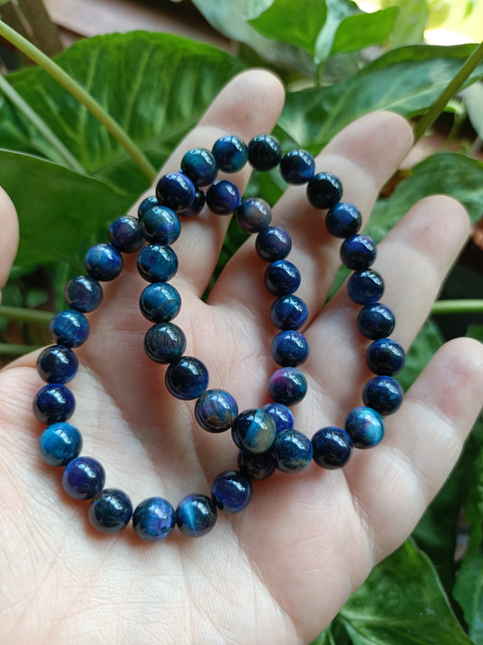 Galaxy Tigers Eye Beaded Stretch Bracelet - 8mm