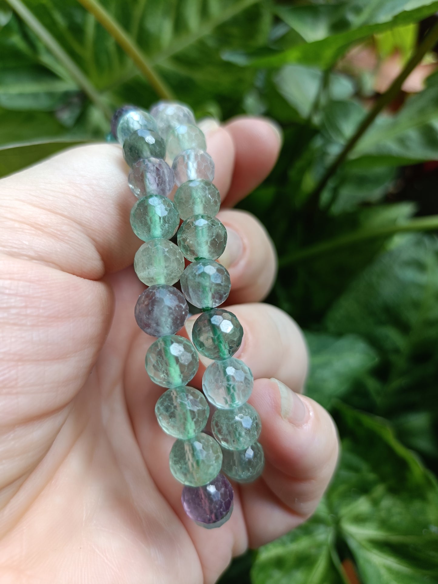 Faceted Fluorite Beaded Stretch Bracelet - 8mm