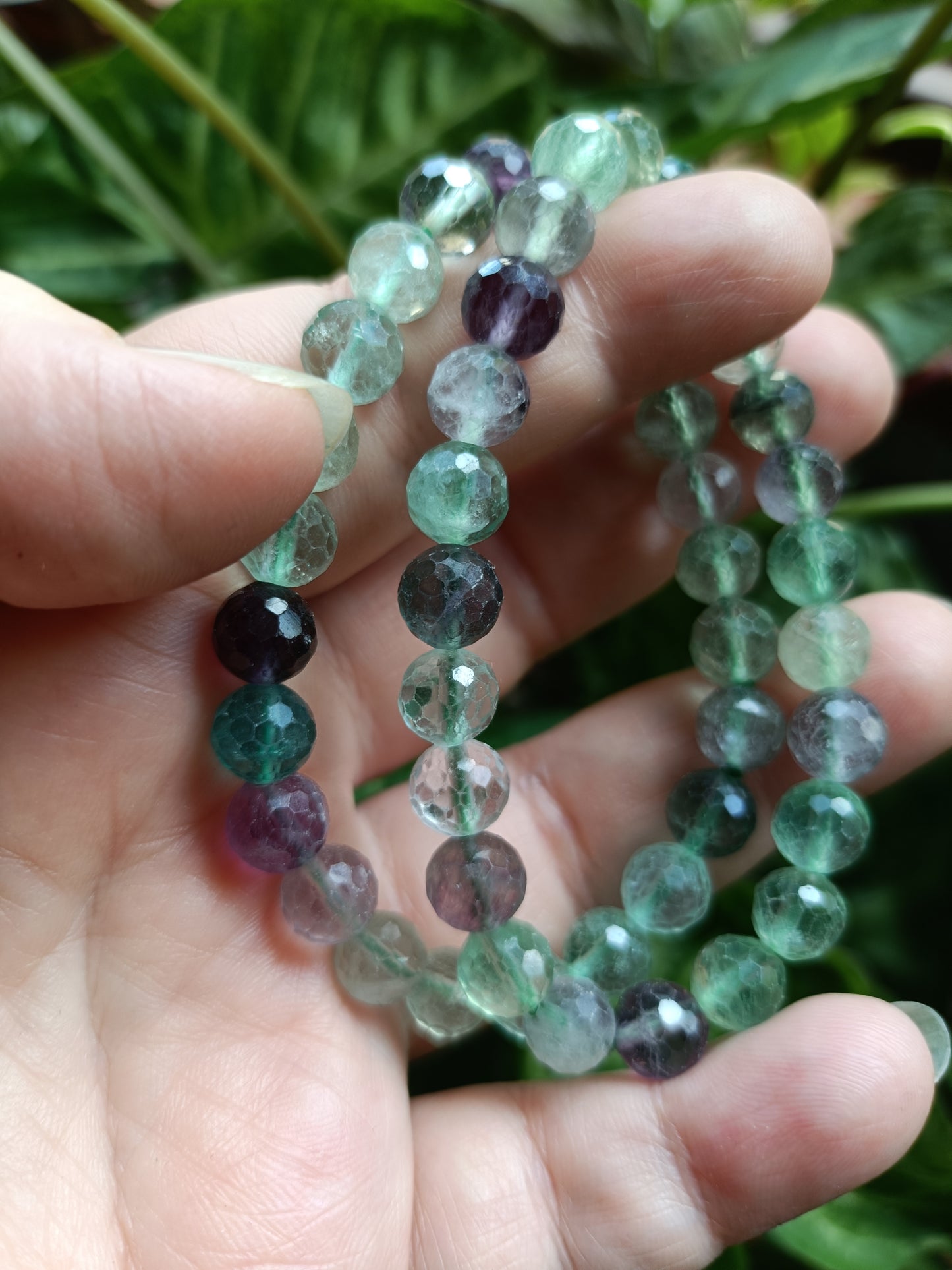 Faceted Fluorite Beaded Stretch Bracelet - 8mm