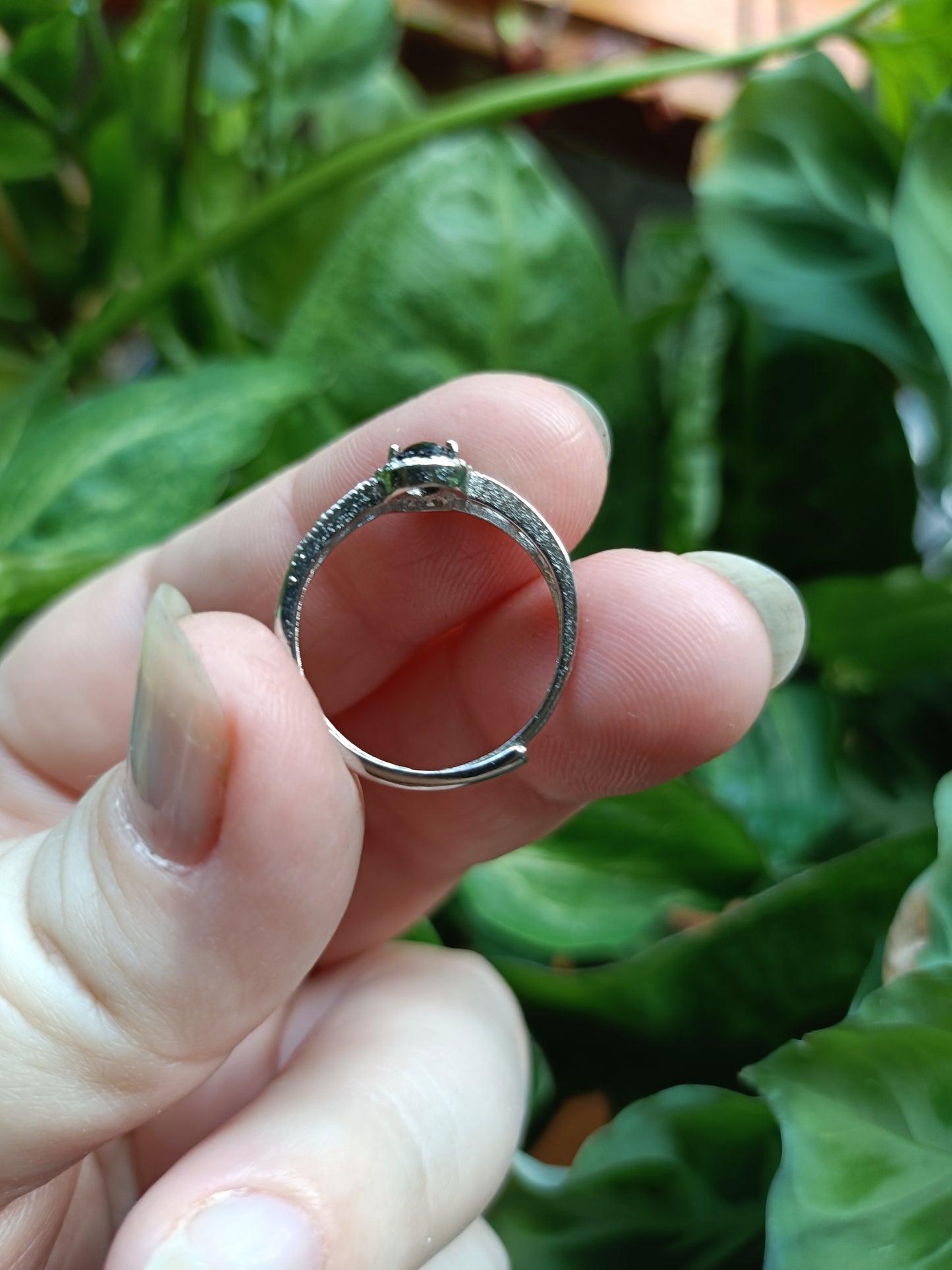 Black Spinel Ring - Silver-Plated Copper