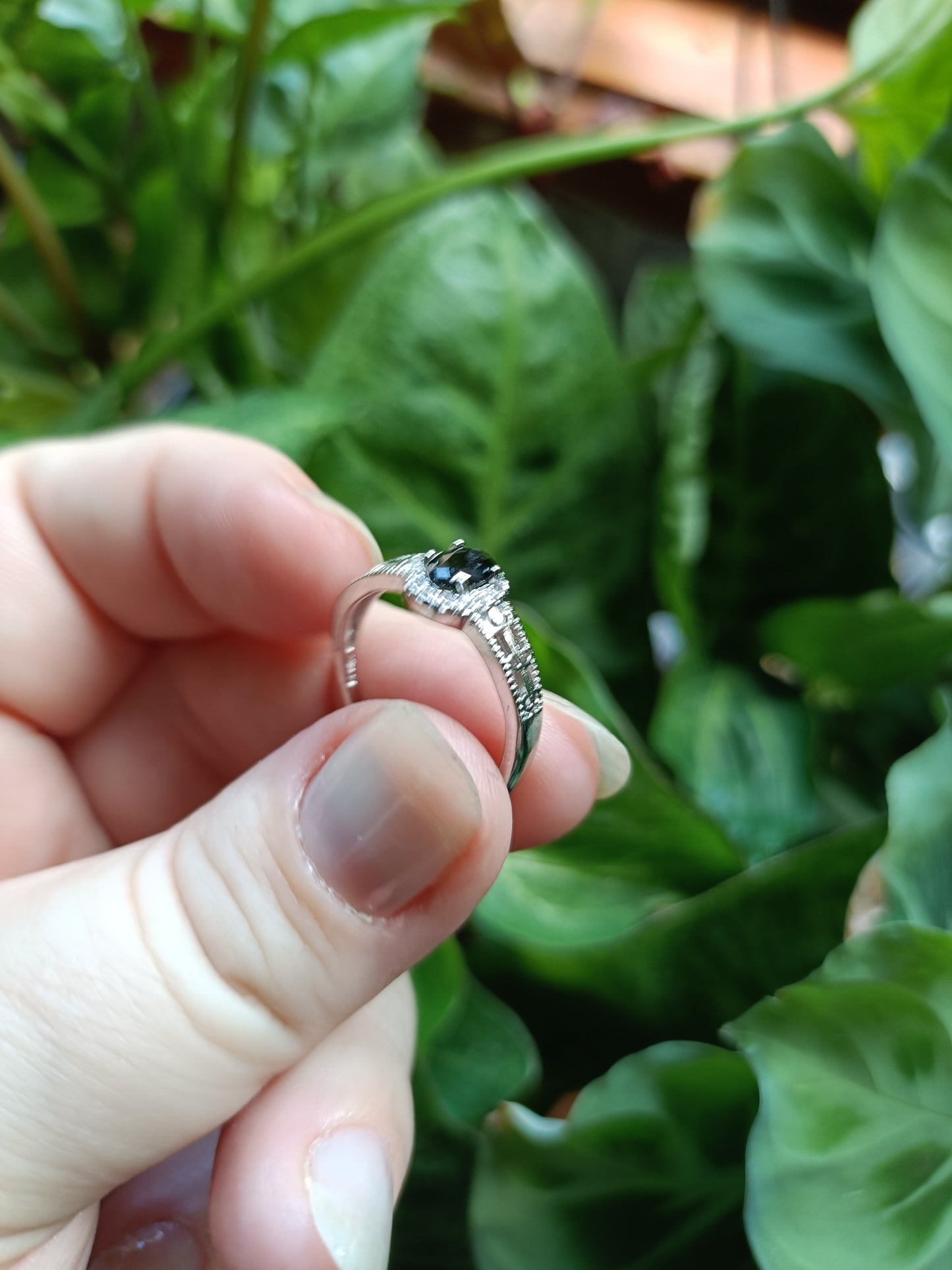 Black Spinel Ring - Silver-Plated Copper