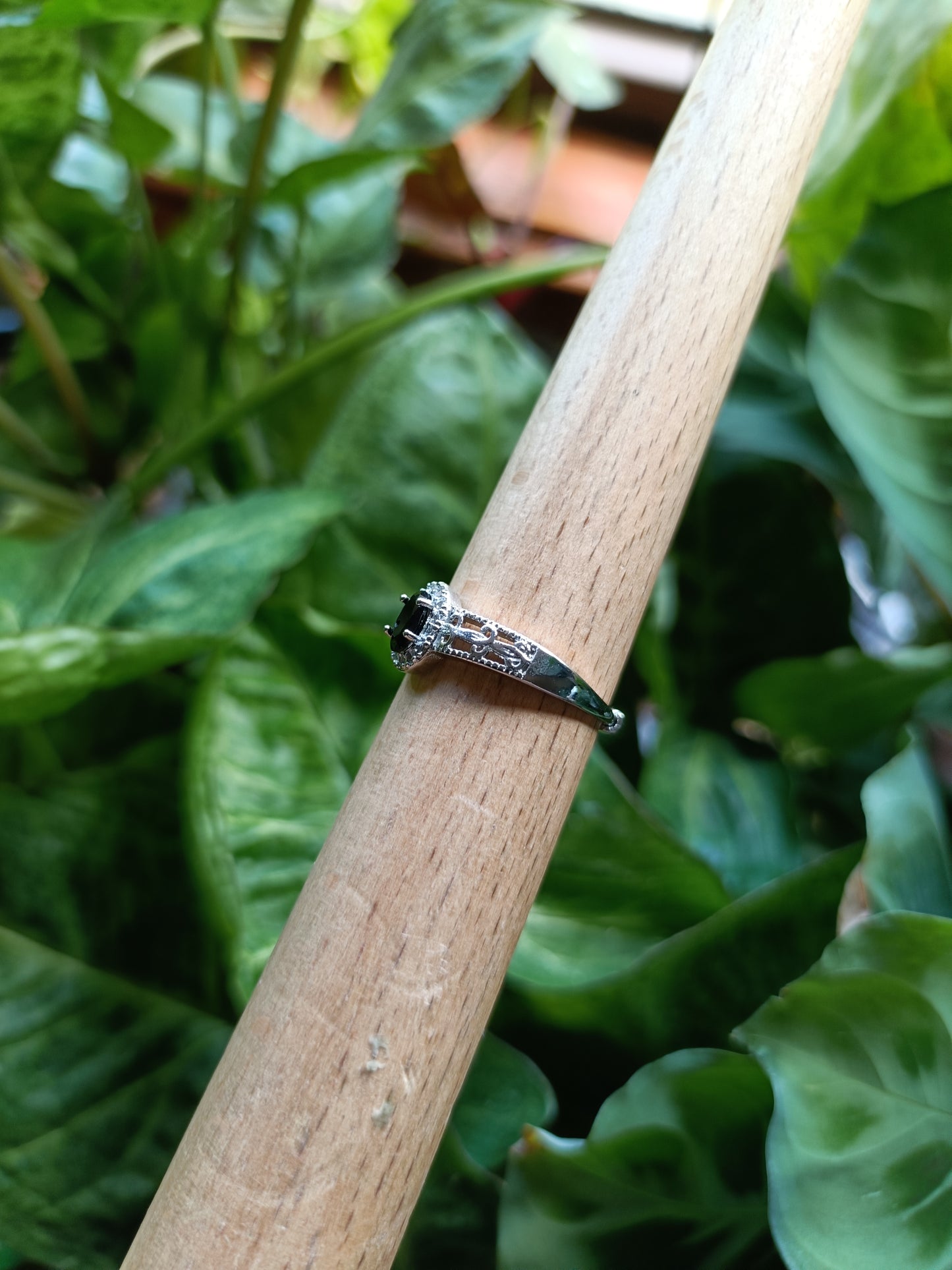 Black Spinel Ring - Silver-Plated Copper