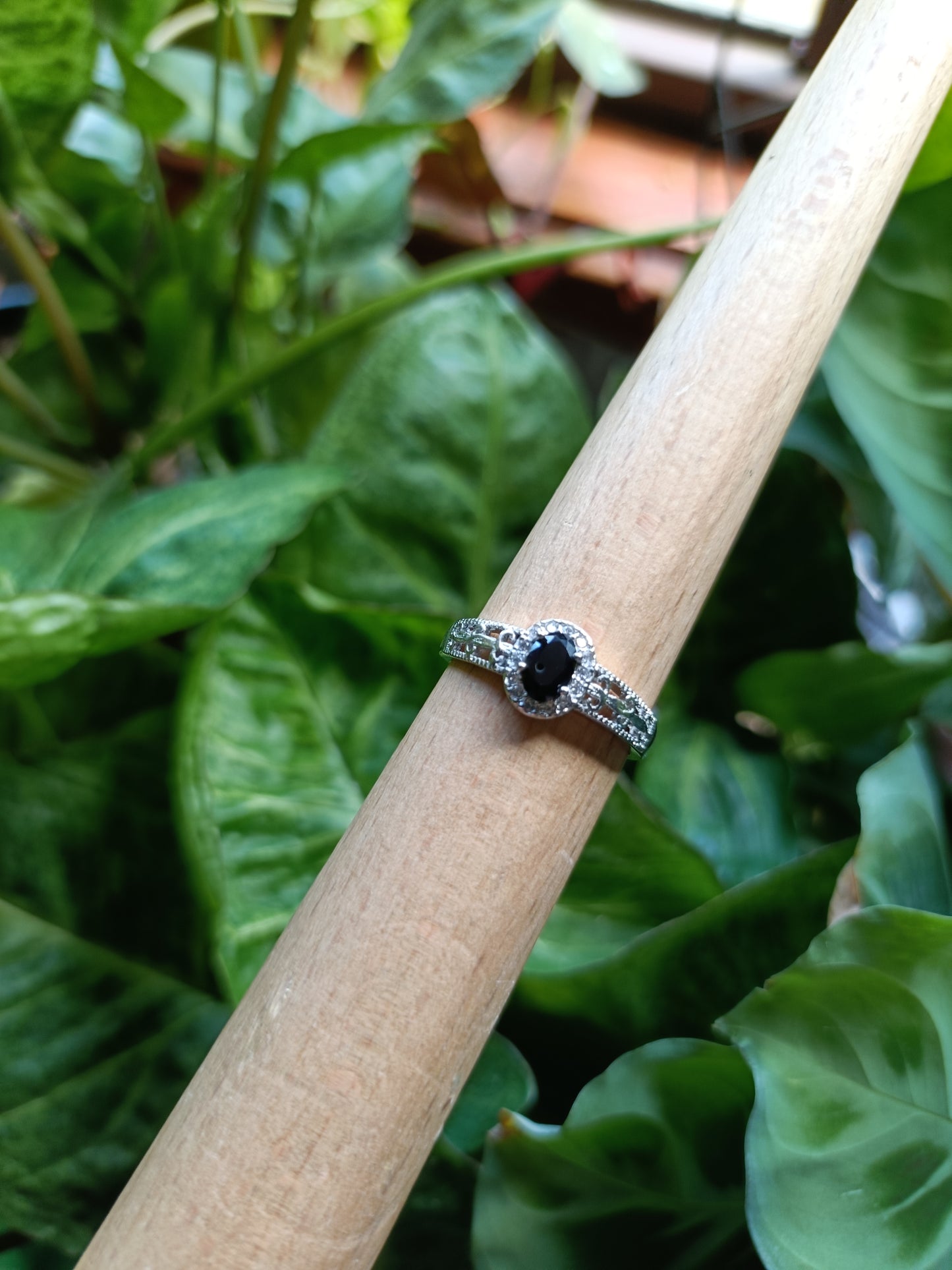 Black Spinel Ring - Silver-Plated Copper