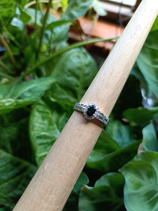 Black Spinel Ring - Silver-Plated Copper