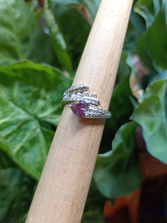 Alexandrite Heart Ring - Silver-Plated Copper