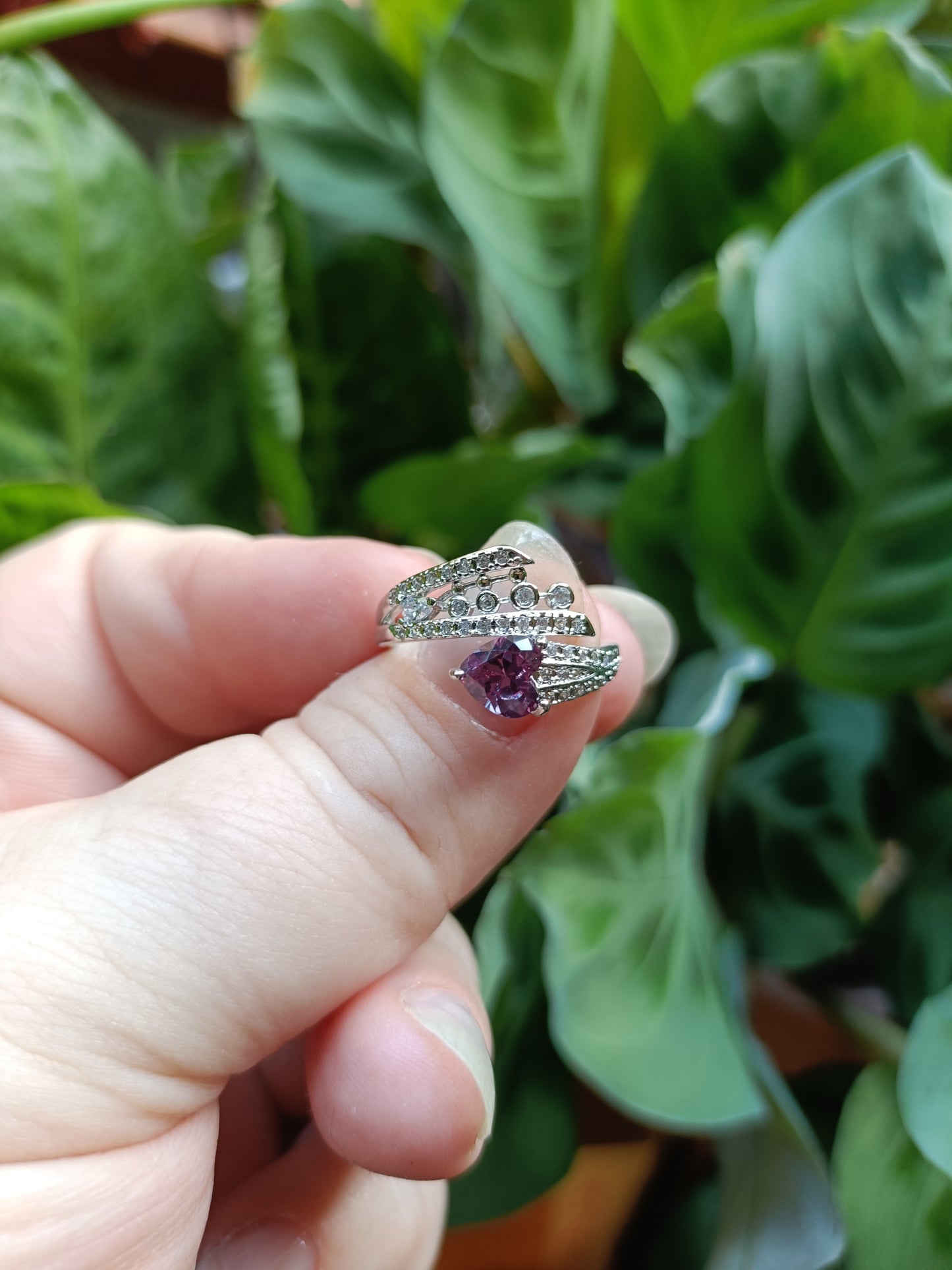 Alexandrite Heart Ring - Silver-Plated Copper