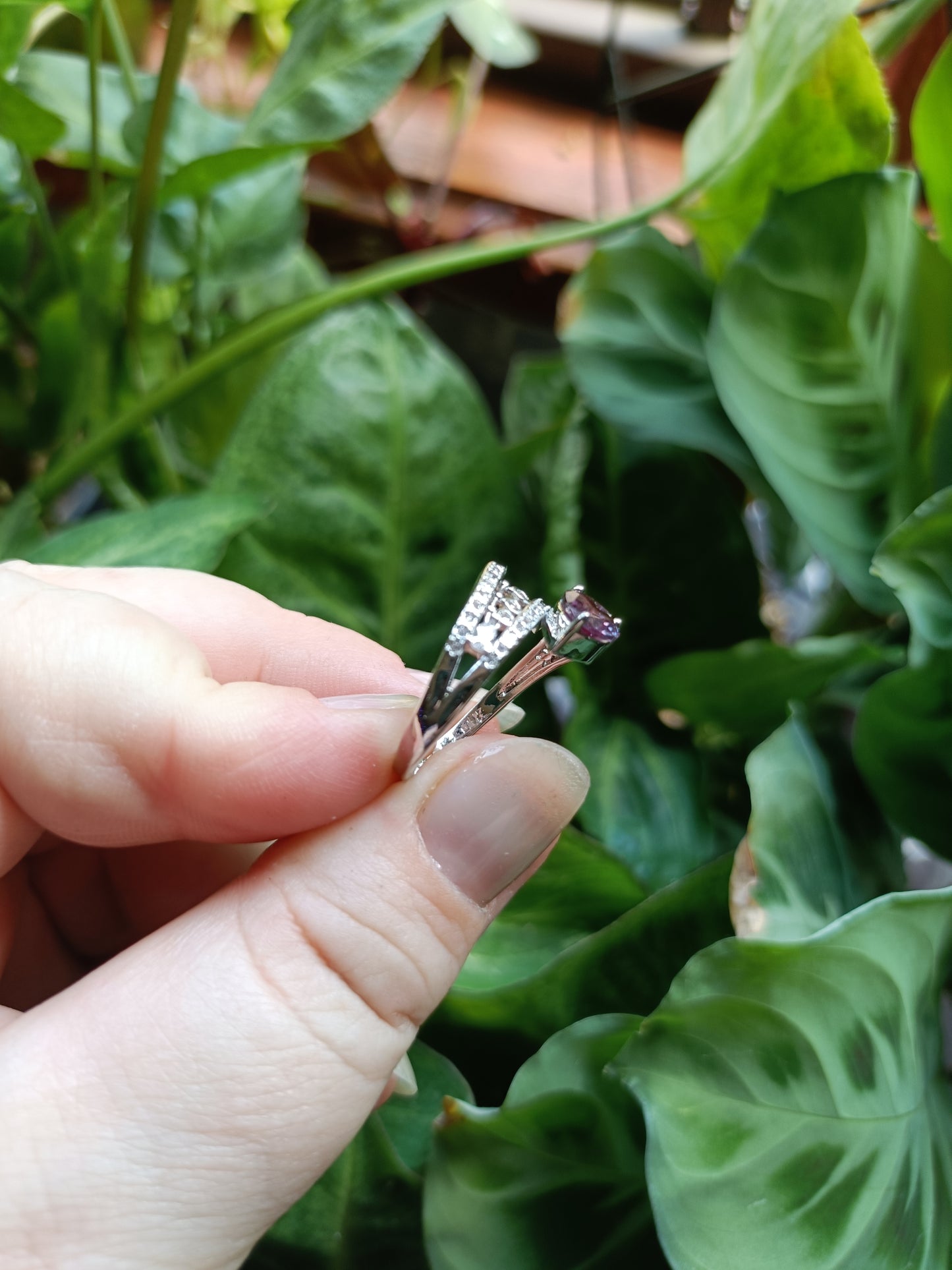 Alexandrite Heart Ring - Silver-Plated Copper