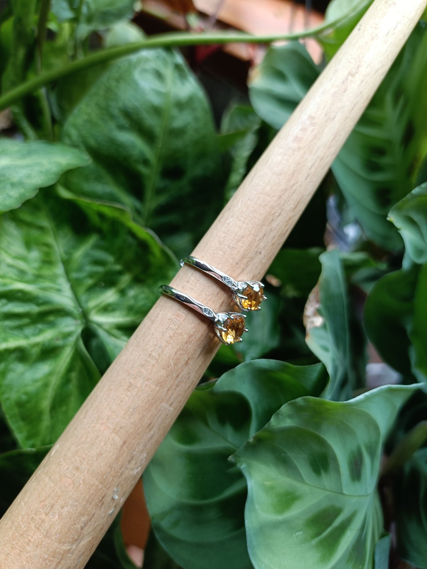 Faceted Citrine Ring - Silver-Plated Copper