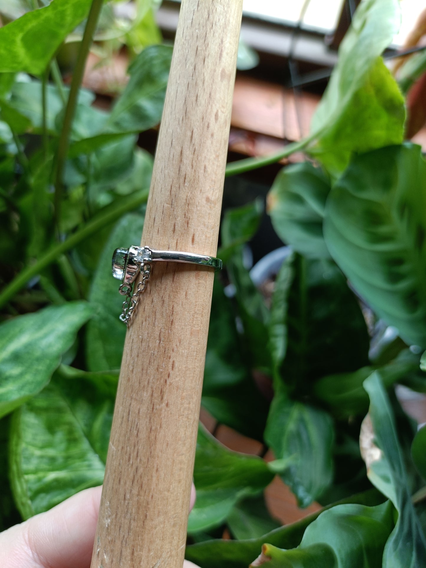 Heart Shaped Garden Quartz/Lodolite Ring - Silver-Plated Copper