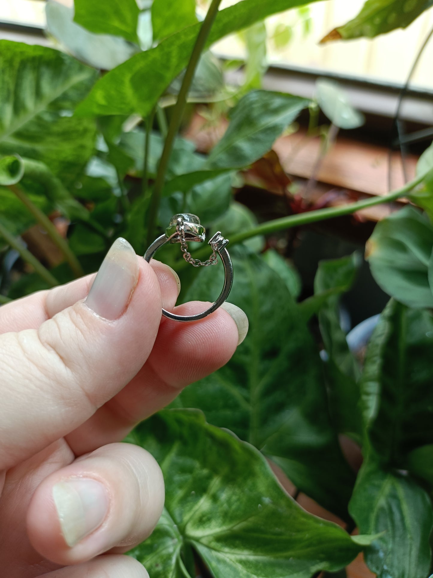 Heart Shaped Garden Quartz/Lodolite Ring - Silver-Plated Copper