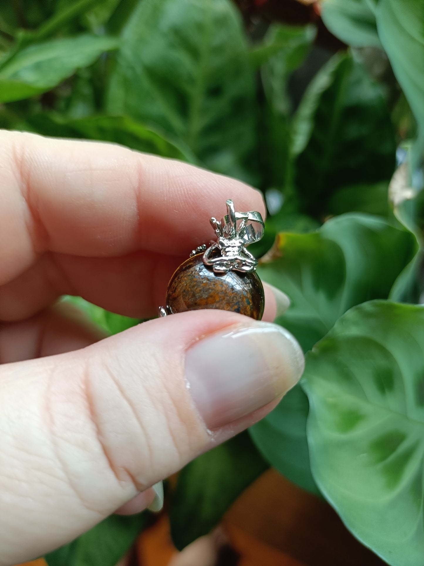 Small Head Chinese Dragon Sphere Pendant - Silver-Plated Copper