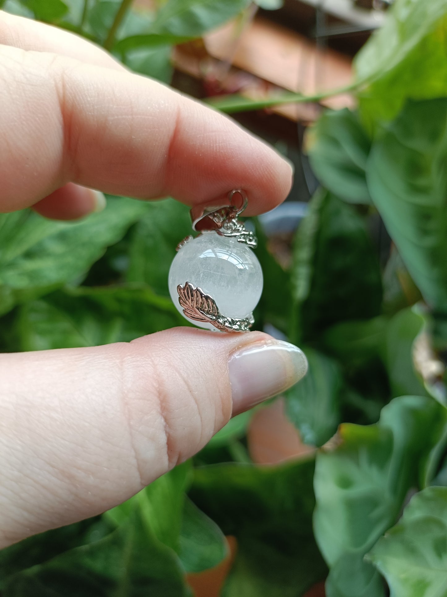 Small Head Chinese Dragon Sphere Pendant - Silver-Plated Copper