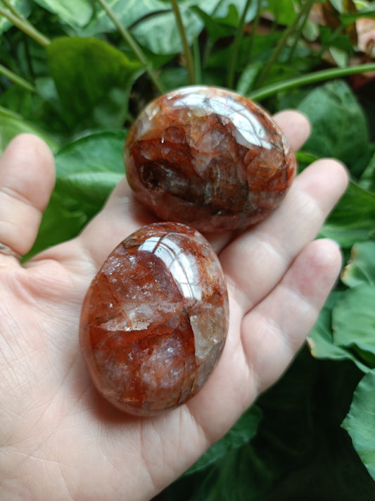 Fire Quartz Large Palm Stone - 100-140g