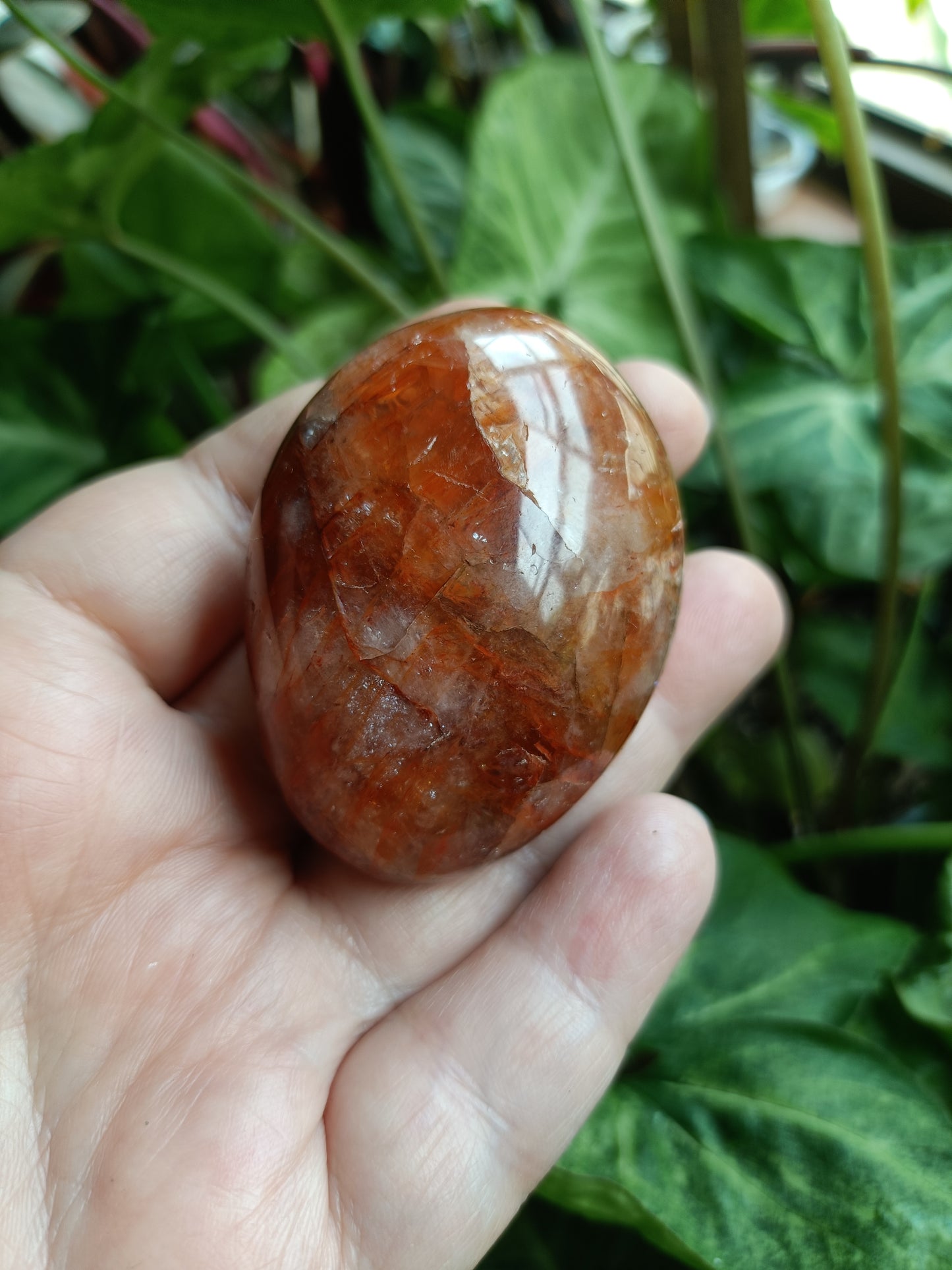 Fire Quartz Large Palm Stone - 100-140g