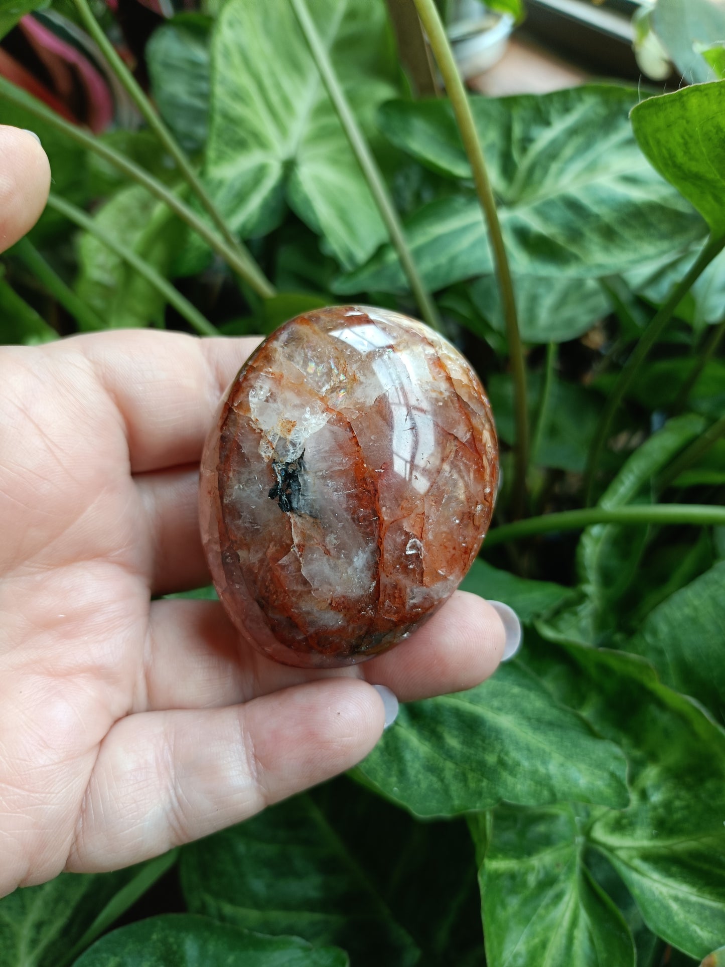 Fire Quartz Large Palm Stone - 100-140g