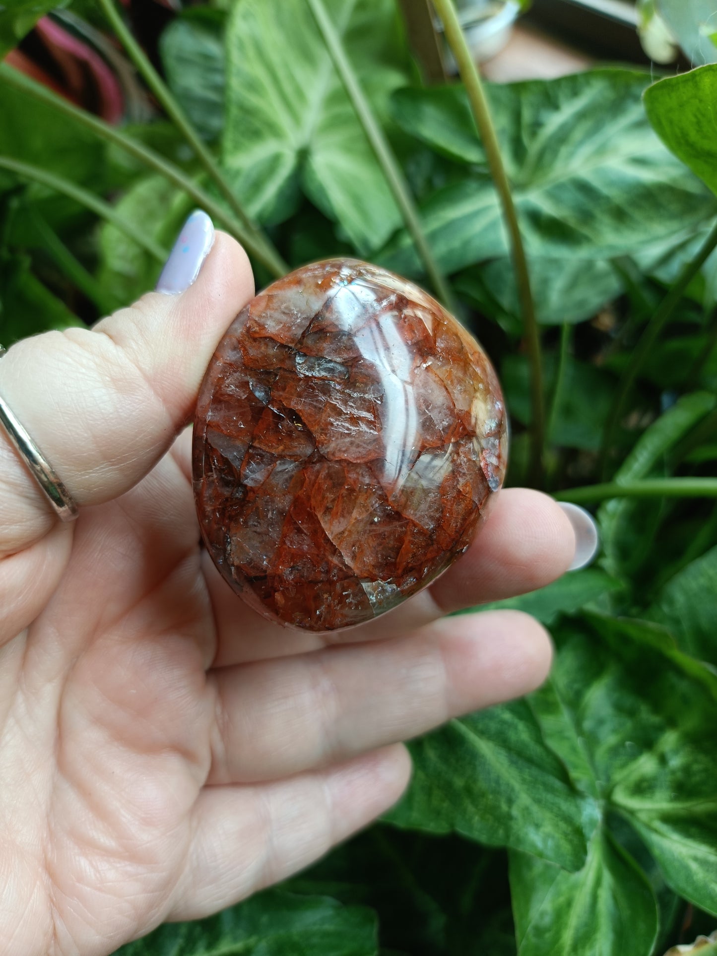 Fire Quartz Large Palm Stone - 100-140g
