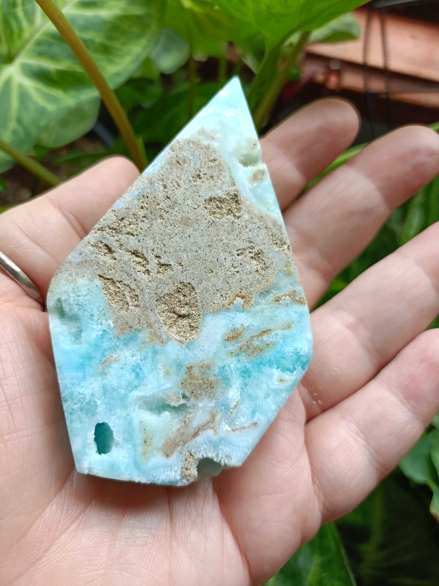 Blue Aragonite Freeform Teardrop Carving - 145g