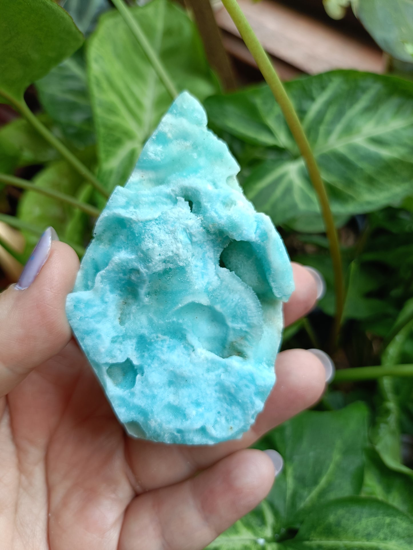 Blue Aragonite Freeform Teardrop Carving - 145g