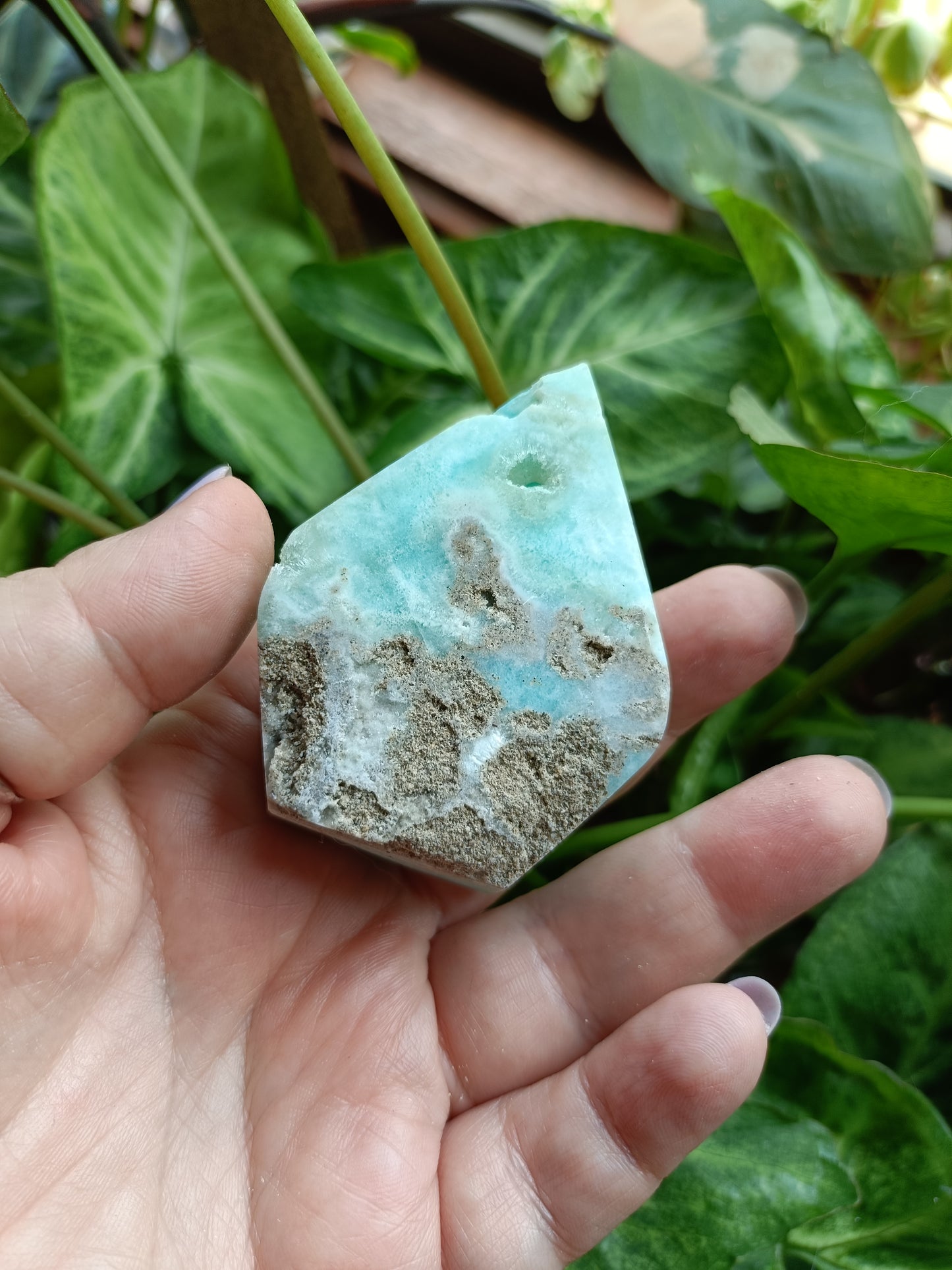 Blue Aragonite Freeform Teardrop Carving - 85g