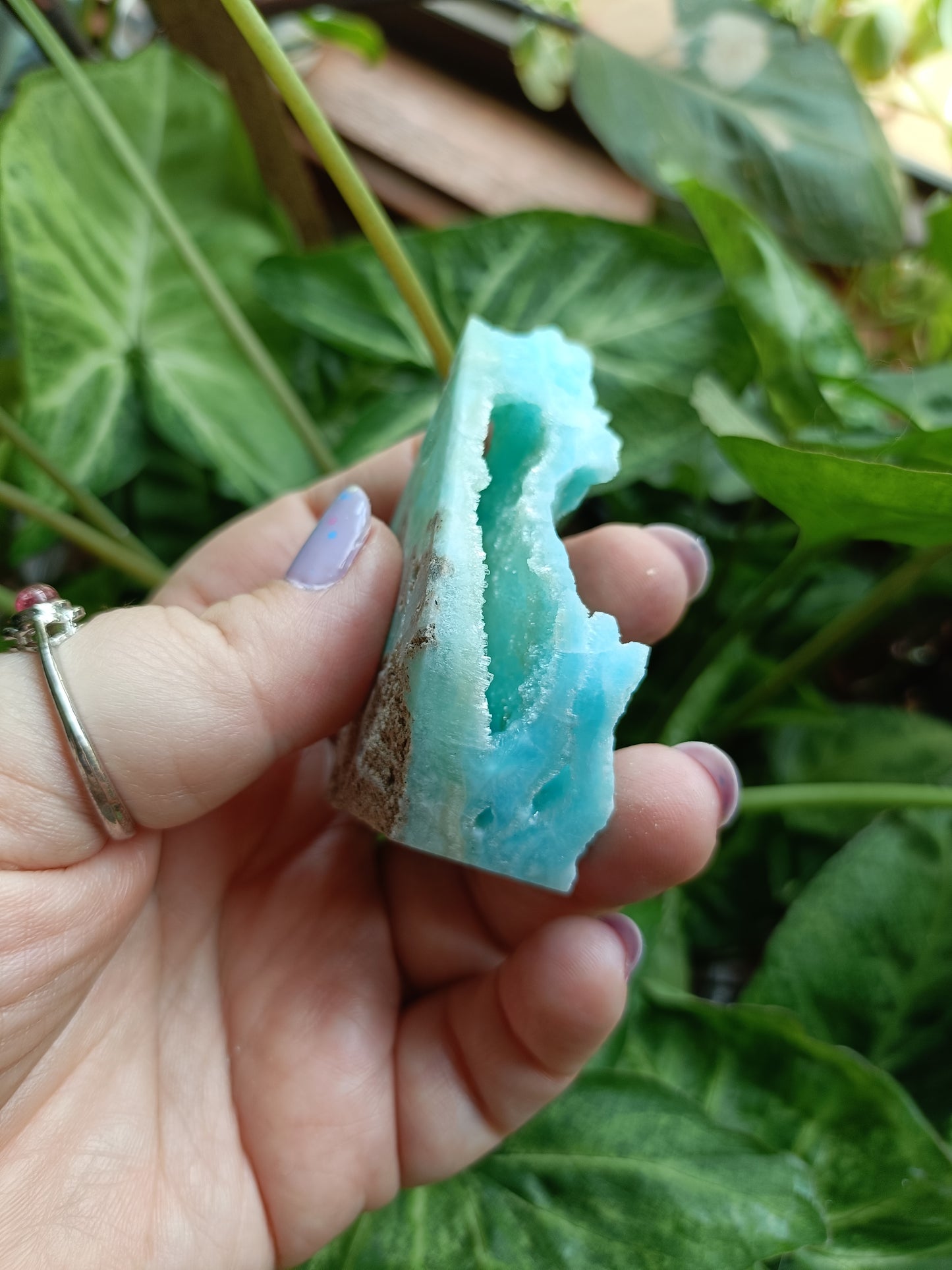 Blue Aragonite Freeform Teardrop Carving - 85g