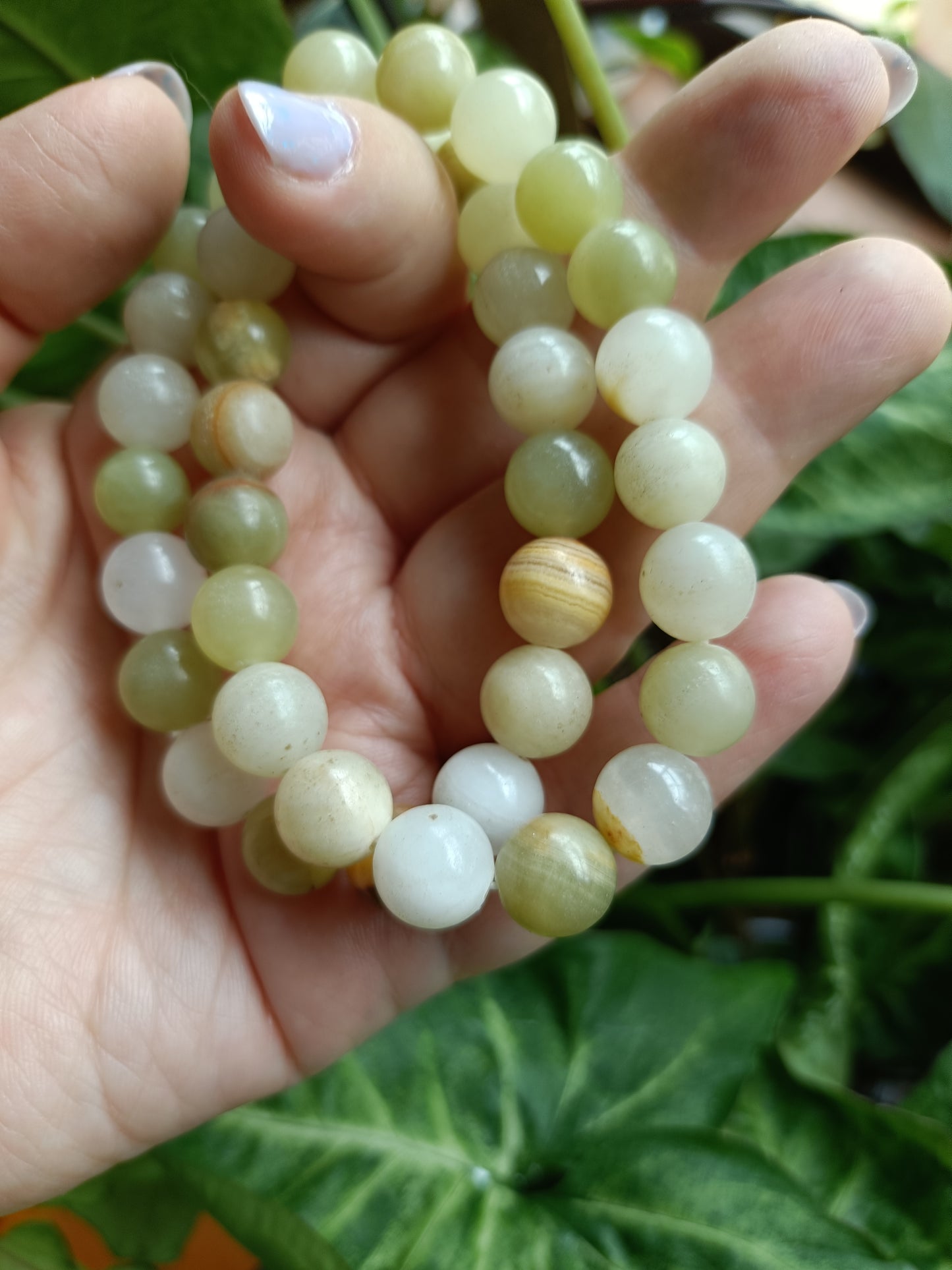 Banded Calcite Round Beaded Stretch Bracelet - 10mm