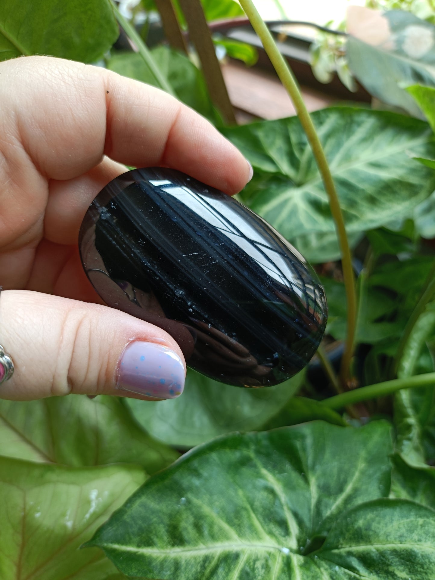 Midnight Lace/Ice Obsidian Palm Stones - 70-90g