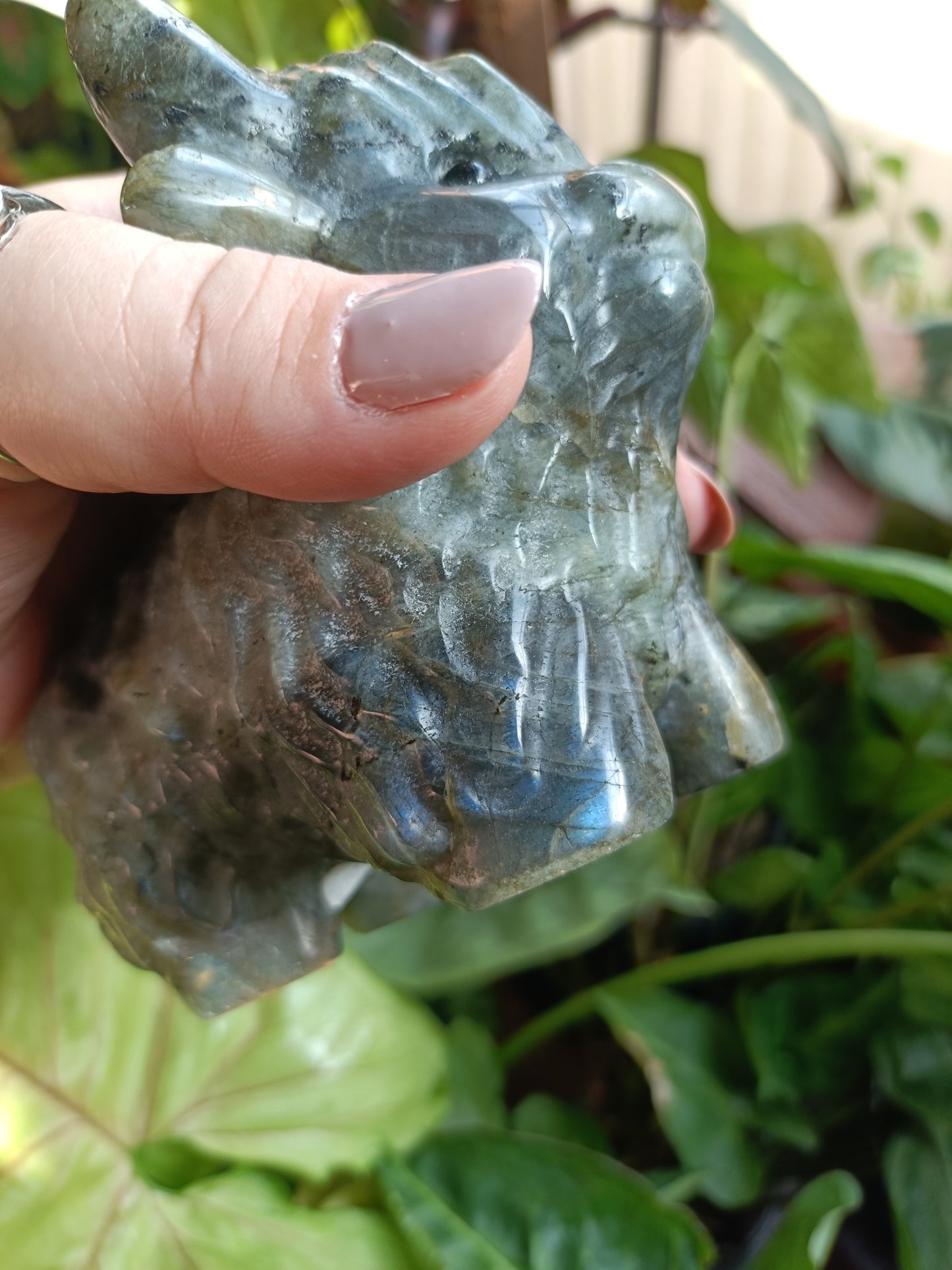 Labradorite Highland Cow Carving - 900g