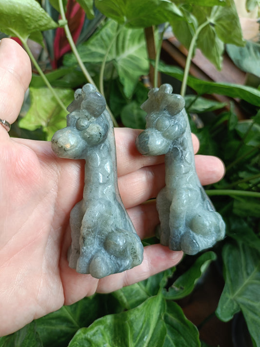 Labradorite Sitting Giraffe Carving - 85-95g